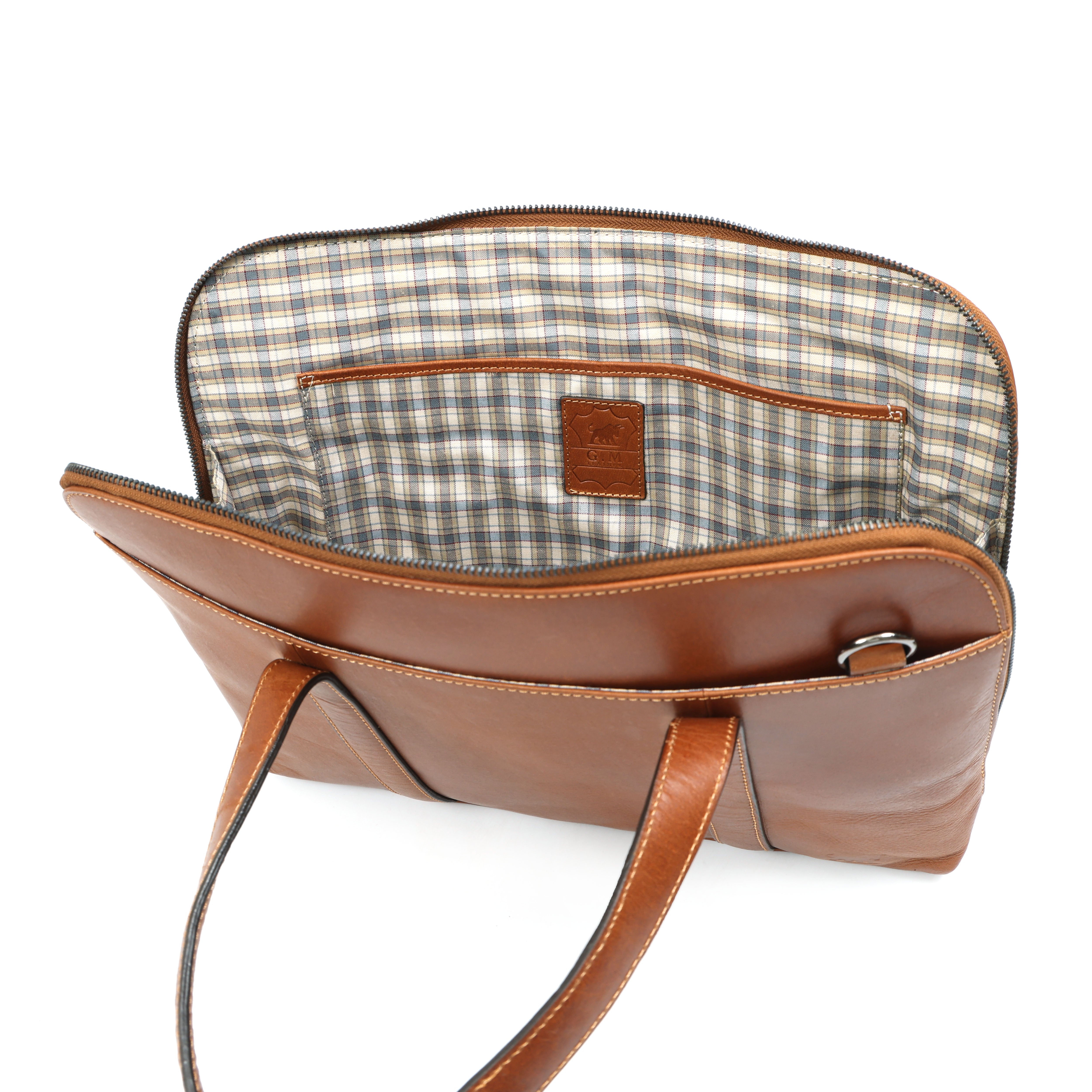 GM Leather Classic Tan Leather Laptop Bag | Briefcase Auckland(EL-GM-510-E)