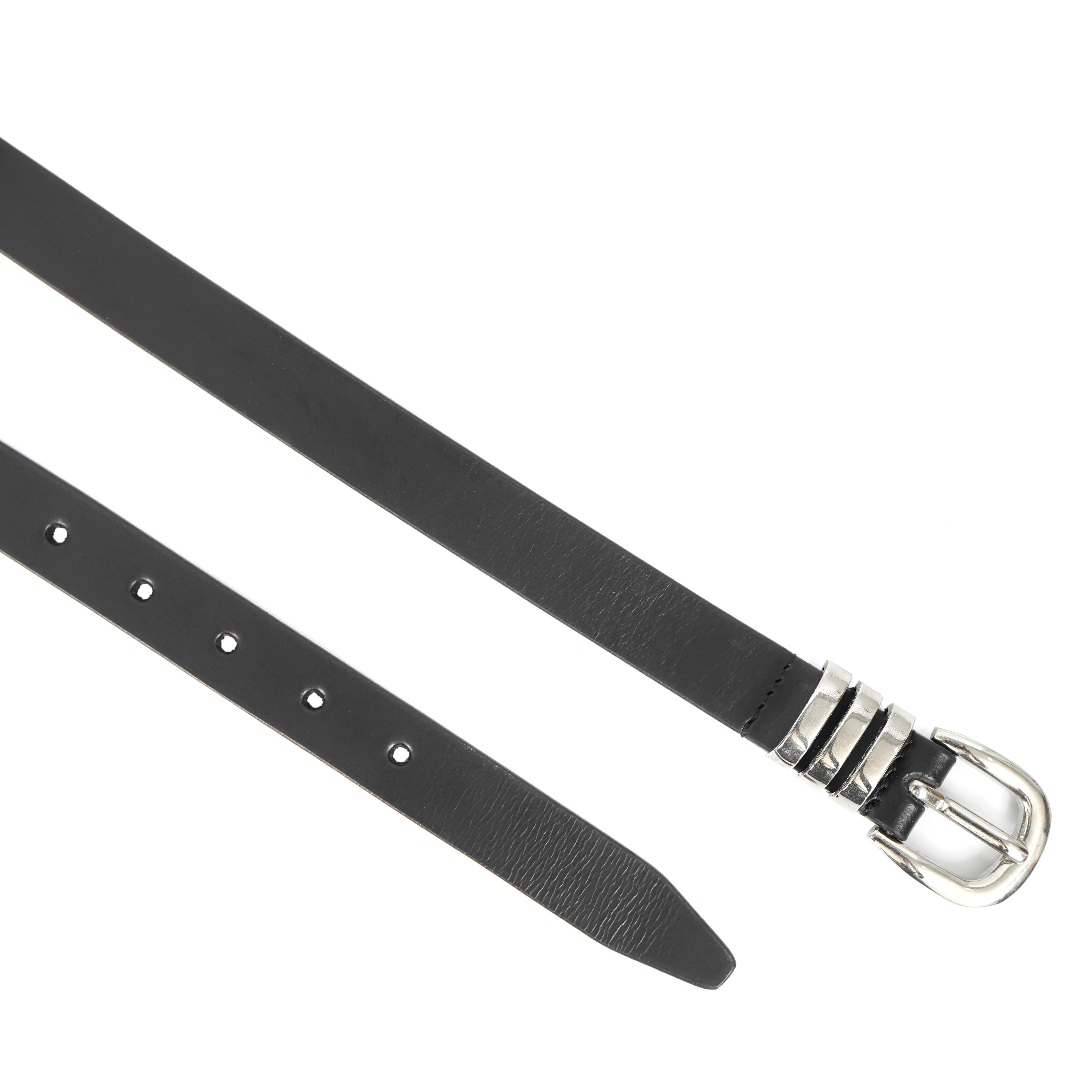 Ladies Premium Black Leather Belt with three metal loops NZ