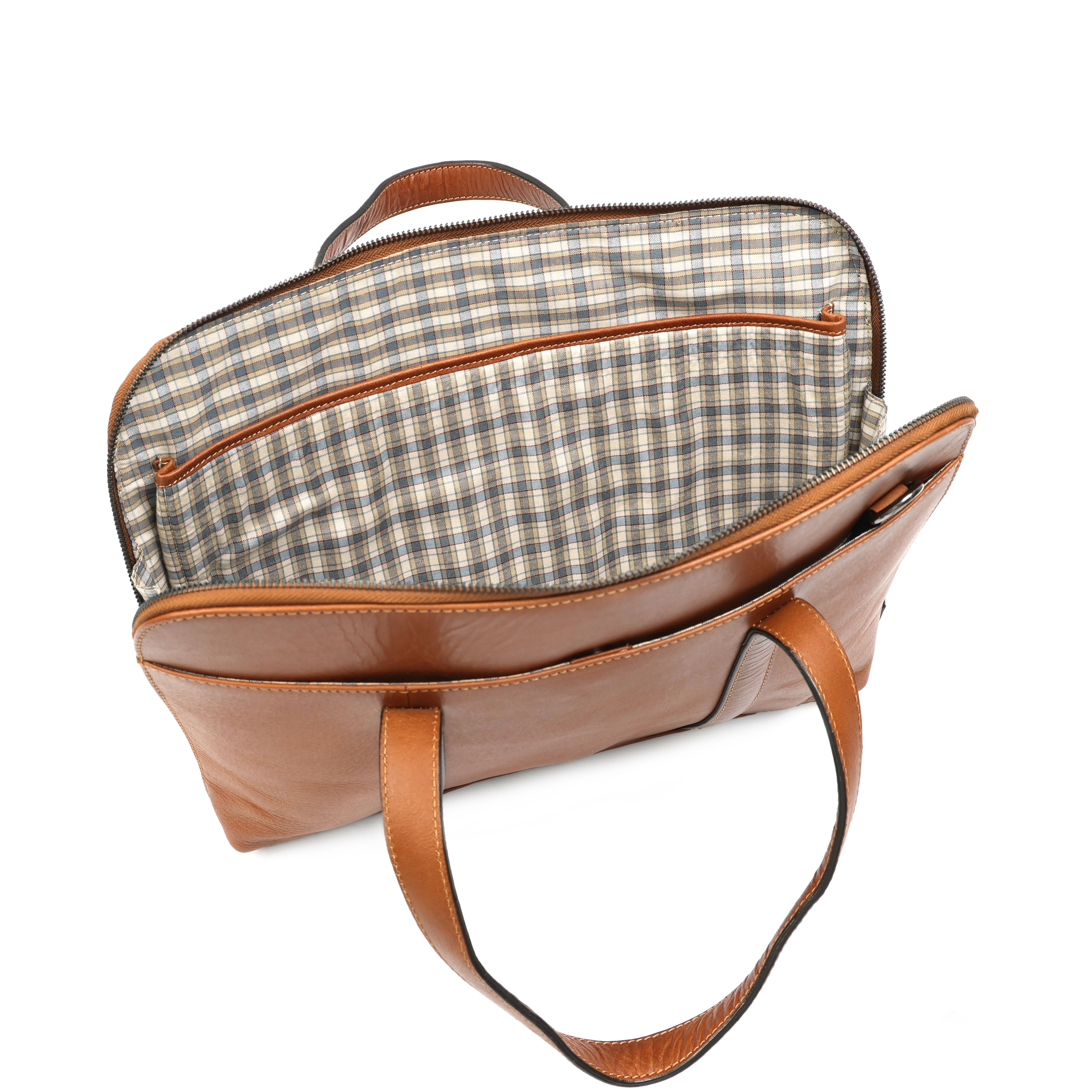 GM Leather Classic Tan Leather Laptop Bag | Briefcase Auckland(EL-GM-510-E)