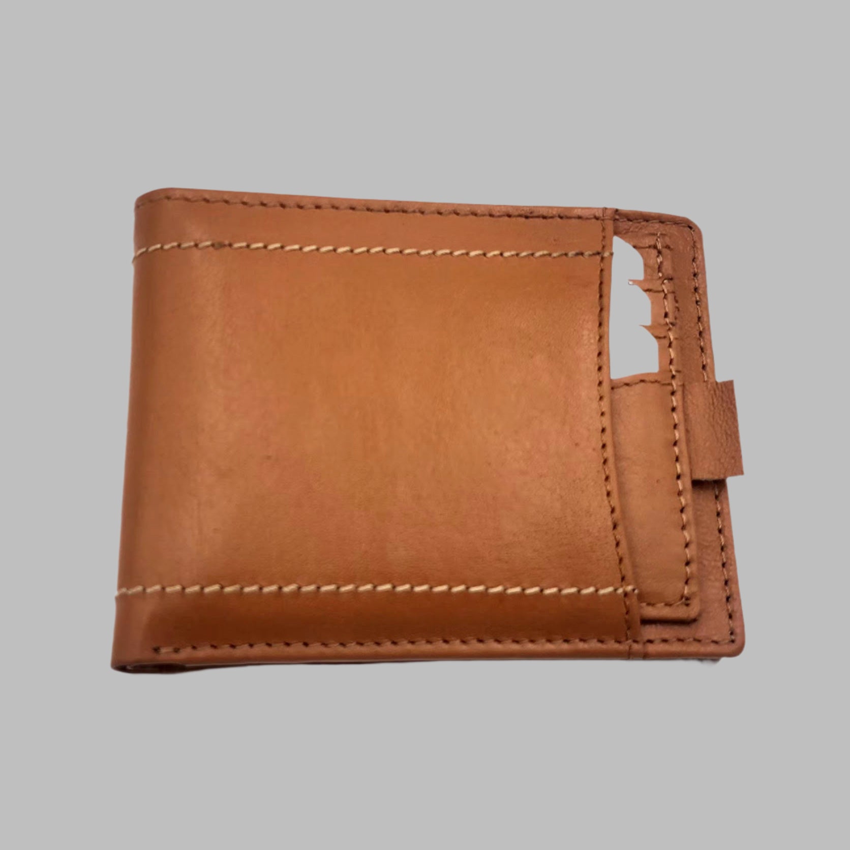 Beige Stitched wallet with detachable card holder(204) (Wallet NZ)