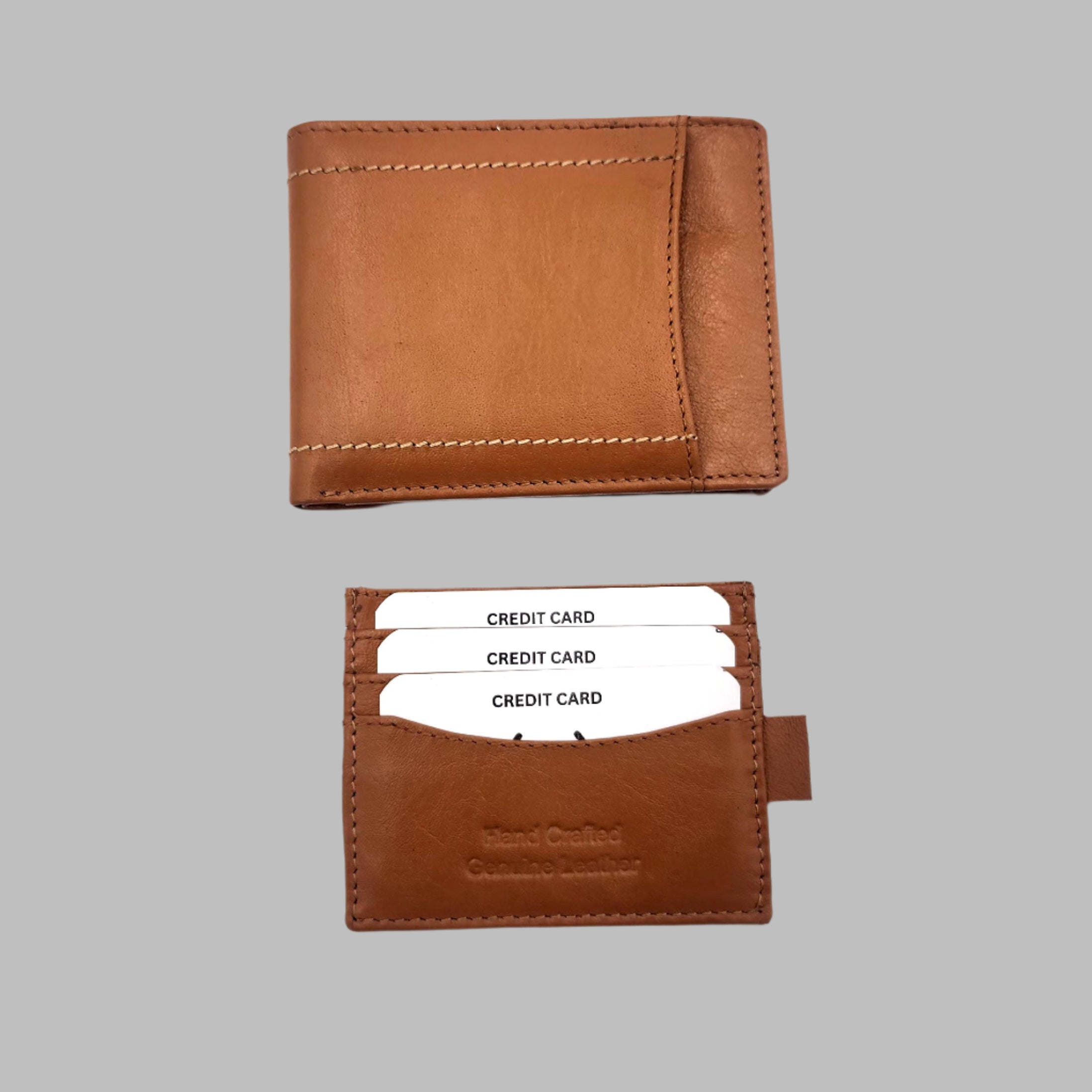 Beige Stitched wallet with detachable card holder(204) (Wallet NZ)