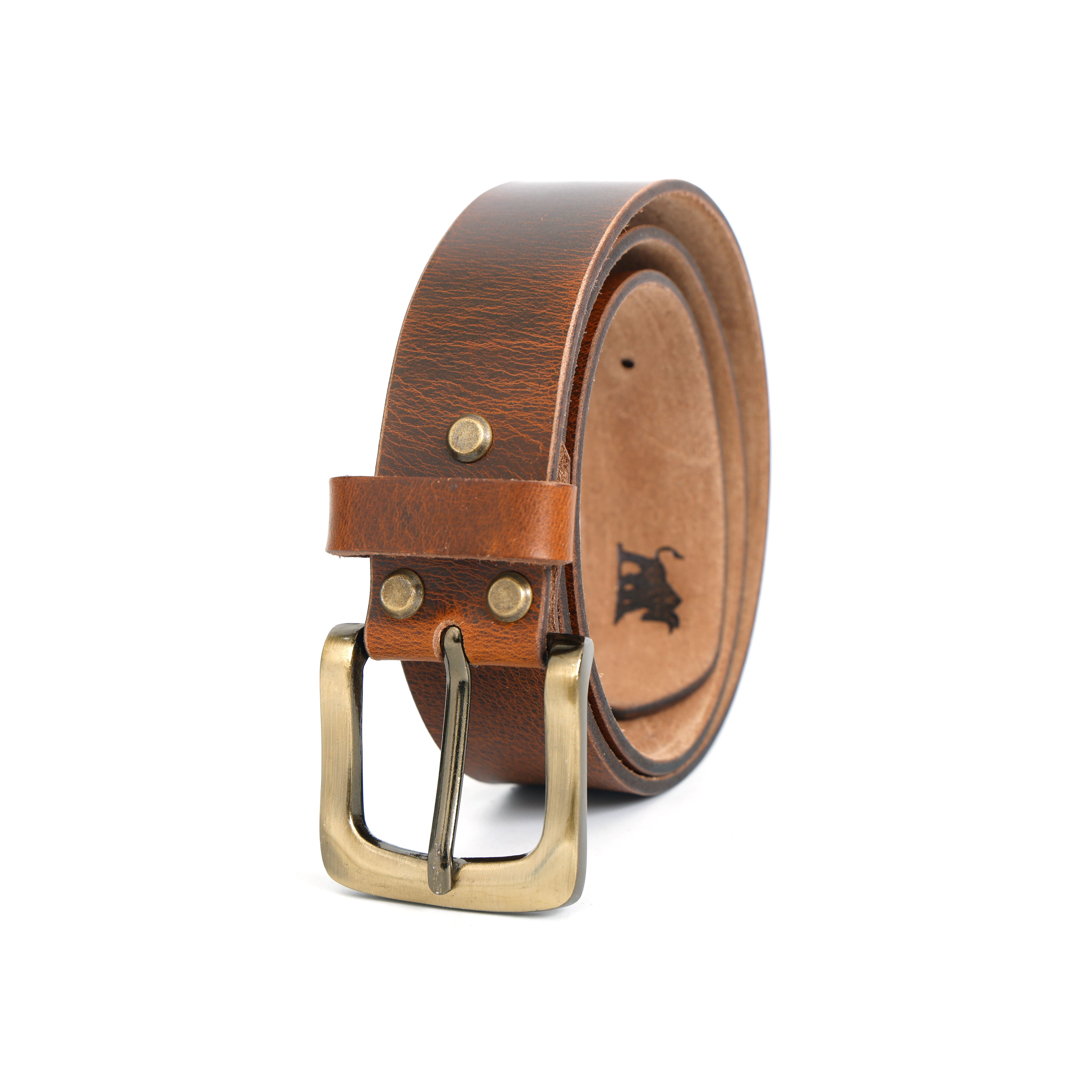 The Onyx Buckle Full Grain Leather Belt – Waxed Tan
