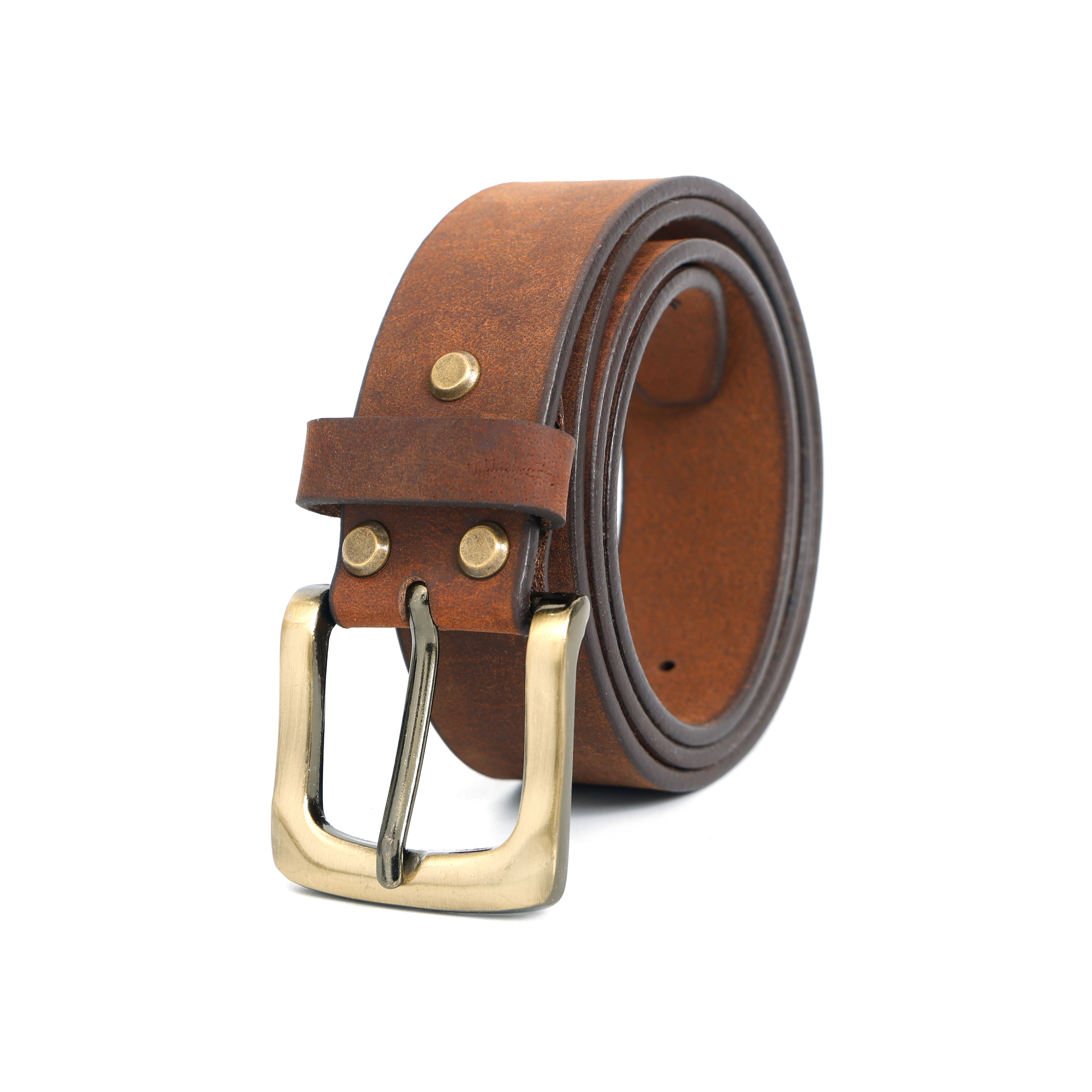 The Onyx Buckle Full Grain Leather Belt - Hunter Nubuck