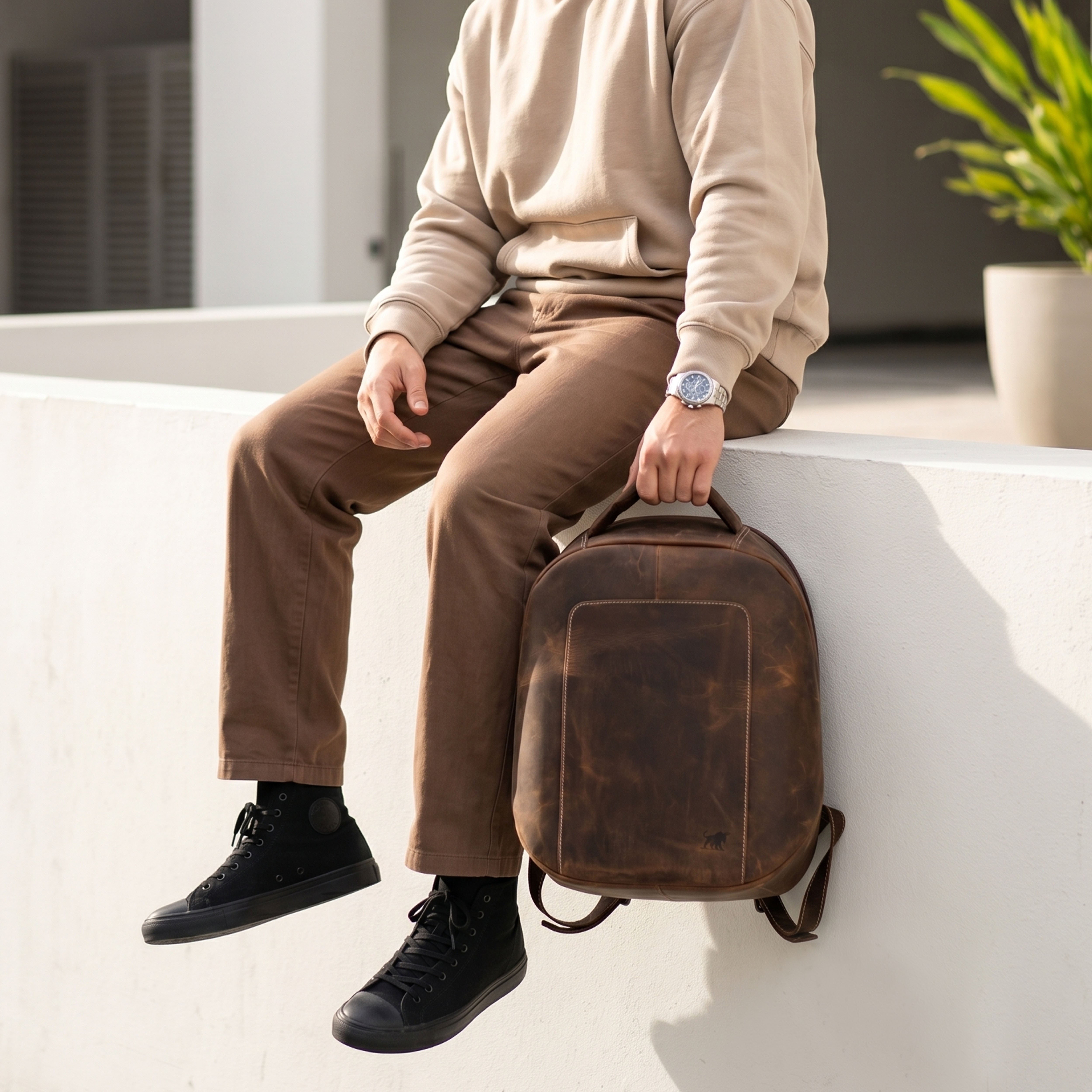 Heritage Hunter Leather Backpack - Premium Full-Grain Laptop Bag