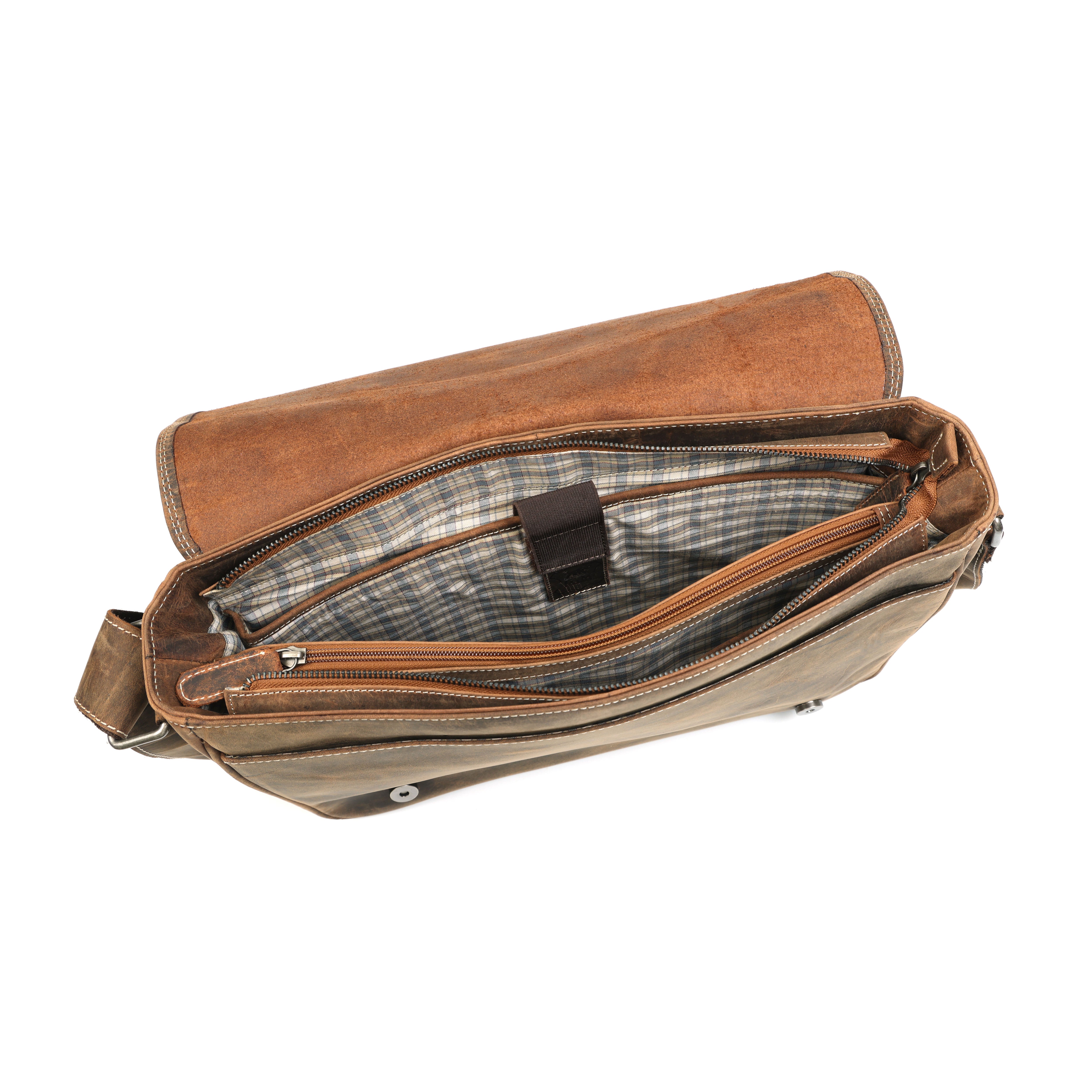 HunterCraft Prestige Full-Grain Leather Messenger Bag 14"(EL-GM-129 V)