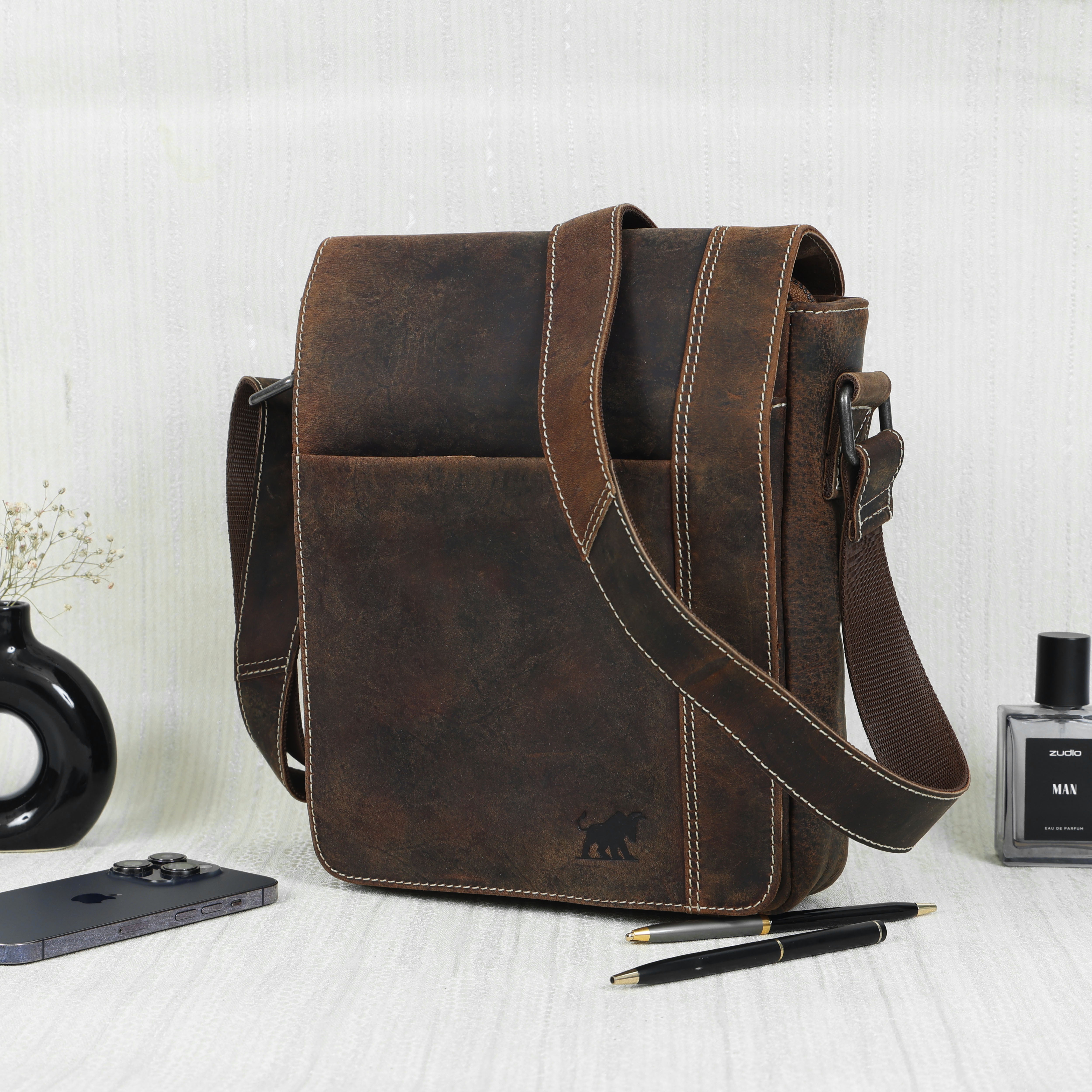 RhinoCraft Imperial Vintage Leather Messenger Bag