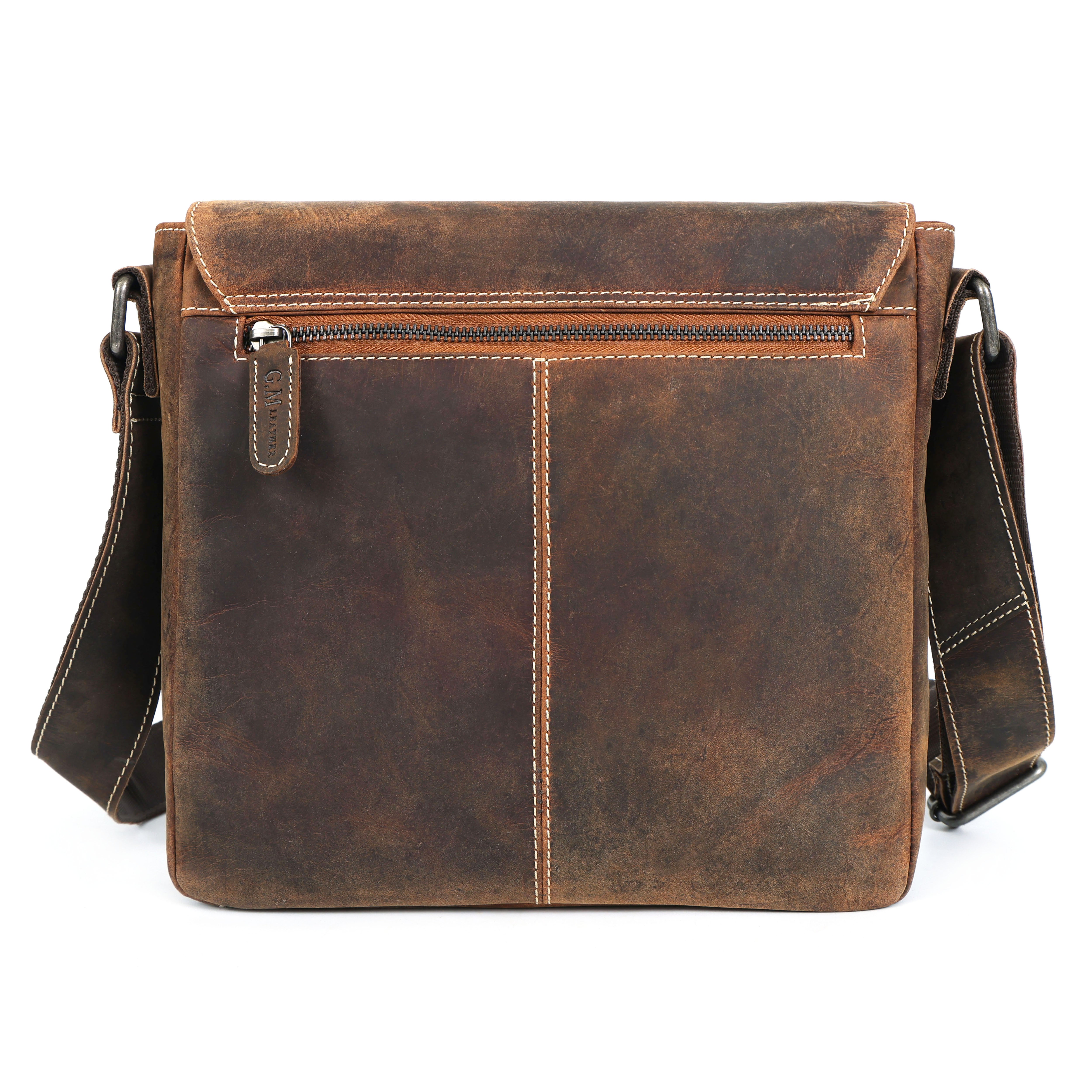 Leather Messenger Bag | Men's Distressed Satchel(el-gm-173)