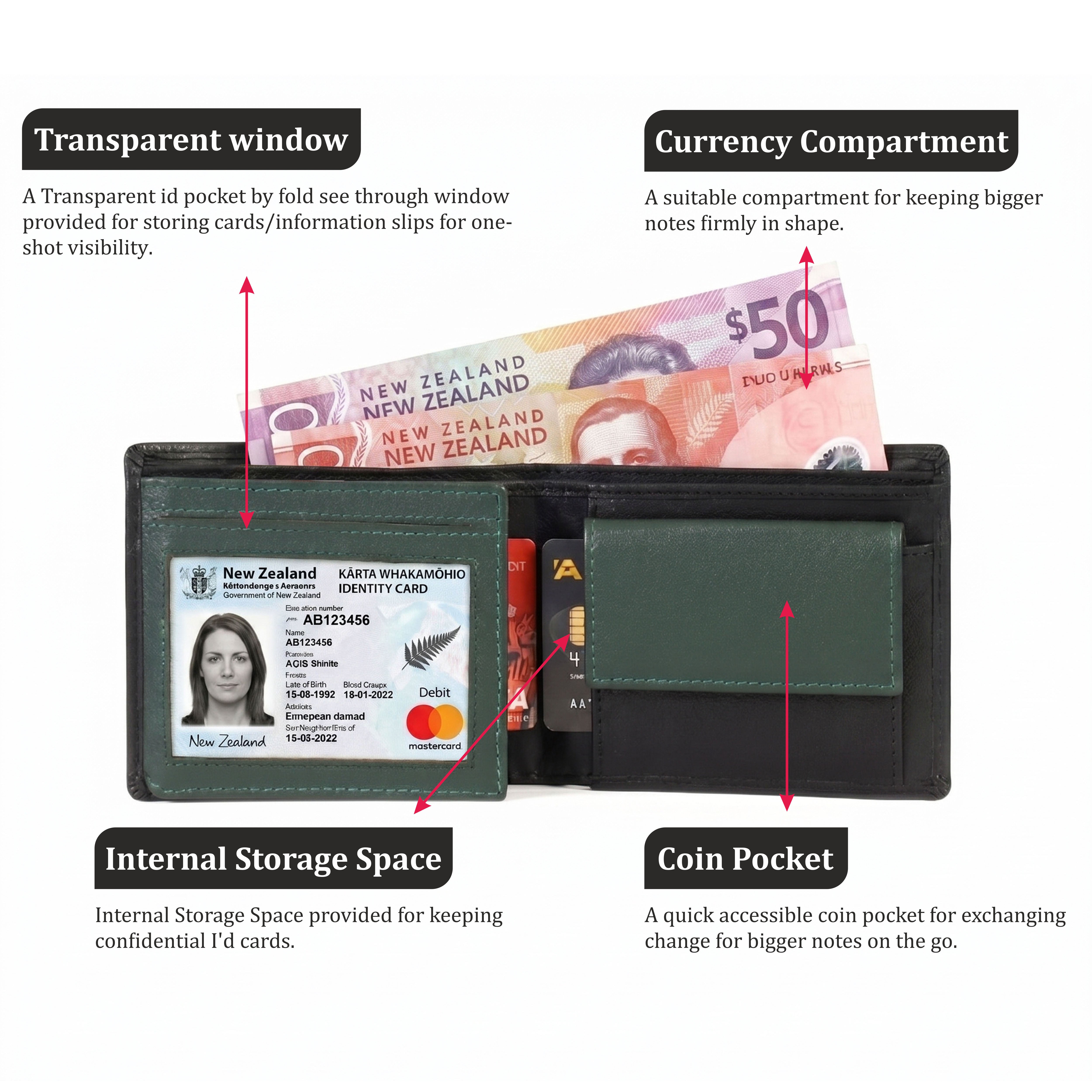 GM Leather Men's Two-Tone Bifold Wallet | RFID Passcase(EL-GM-W17)
