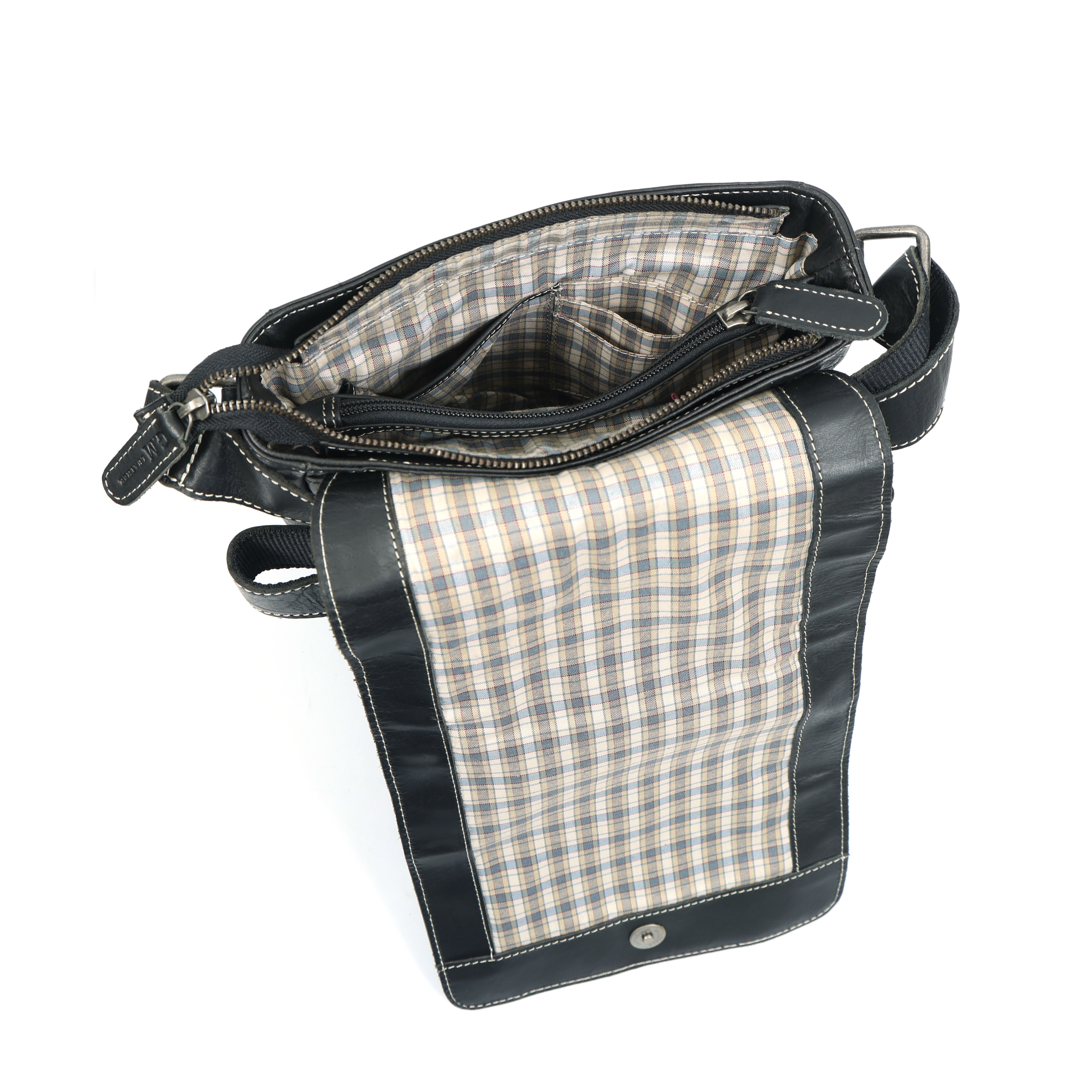 Noir Elite Leather Messenger| Compact Zip Pouch | GM Leather Bag(el-gm-111)