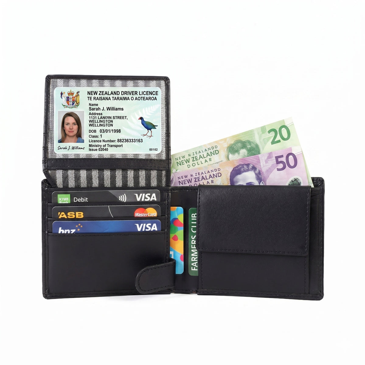 GM Leather Men's Classic Black Bifold Wallet | RFID Passcase(EL-GM-W4)