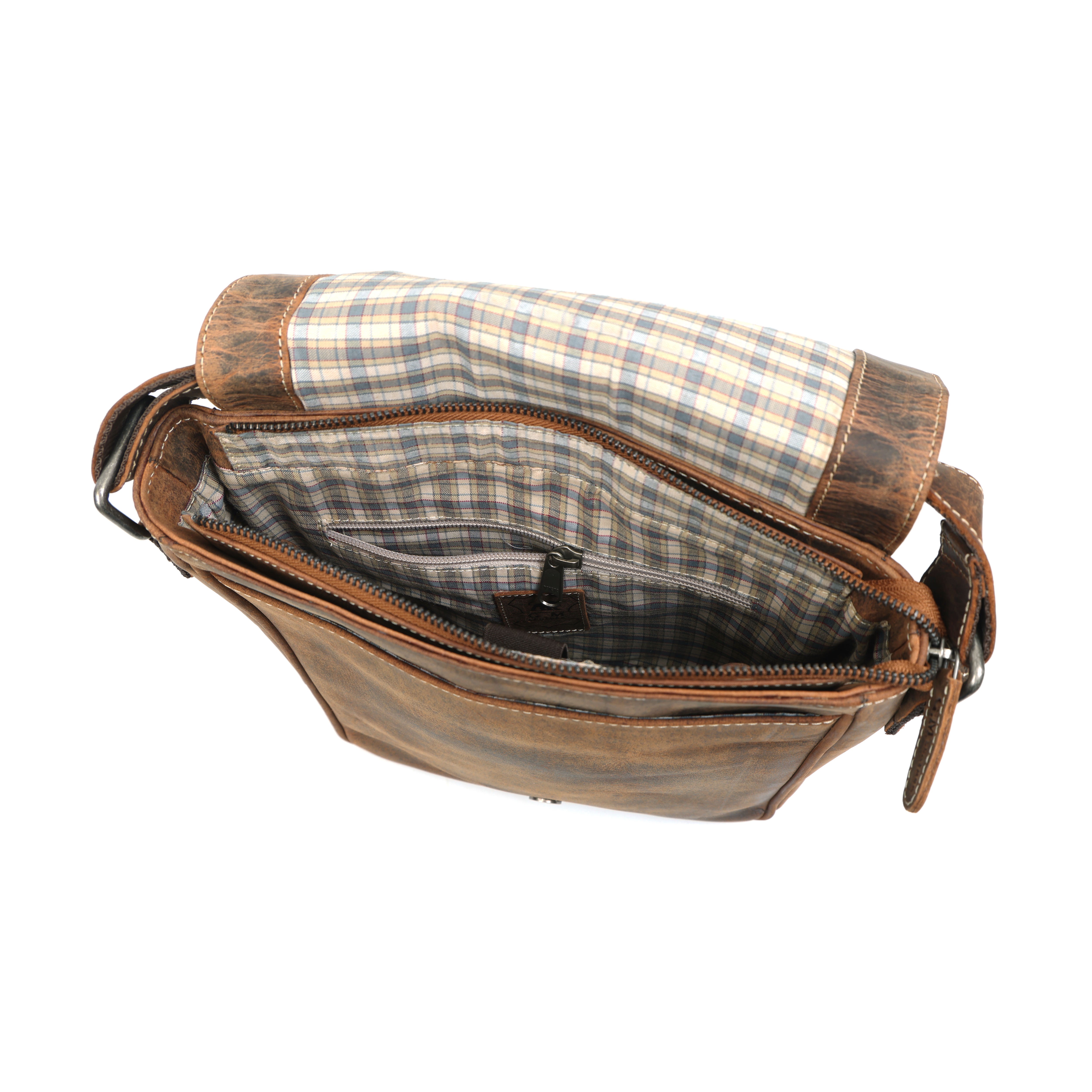 GM Leather Distressed Hunter Leather Messenger Bag Satchel NZ(124-V)