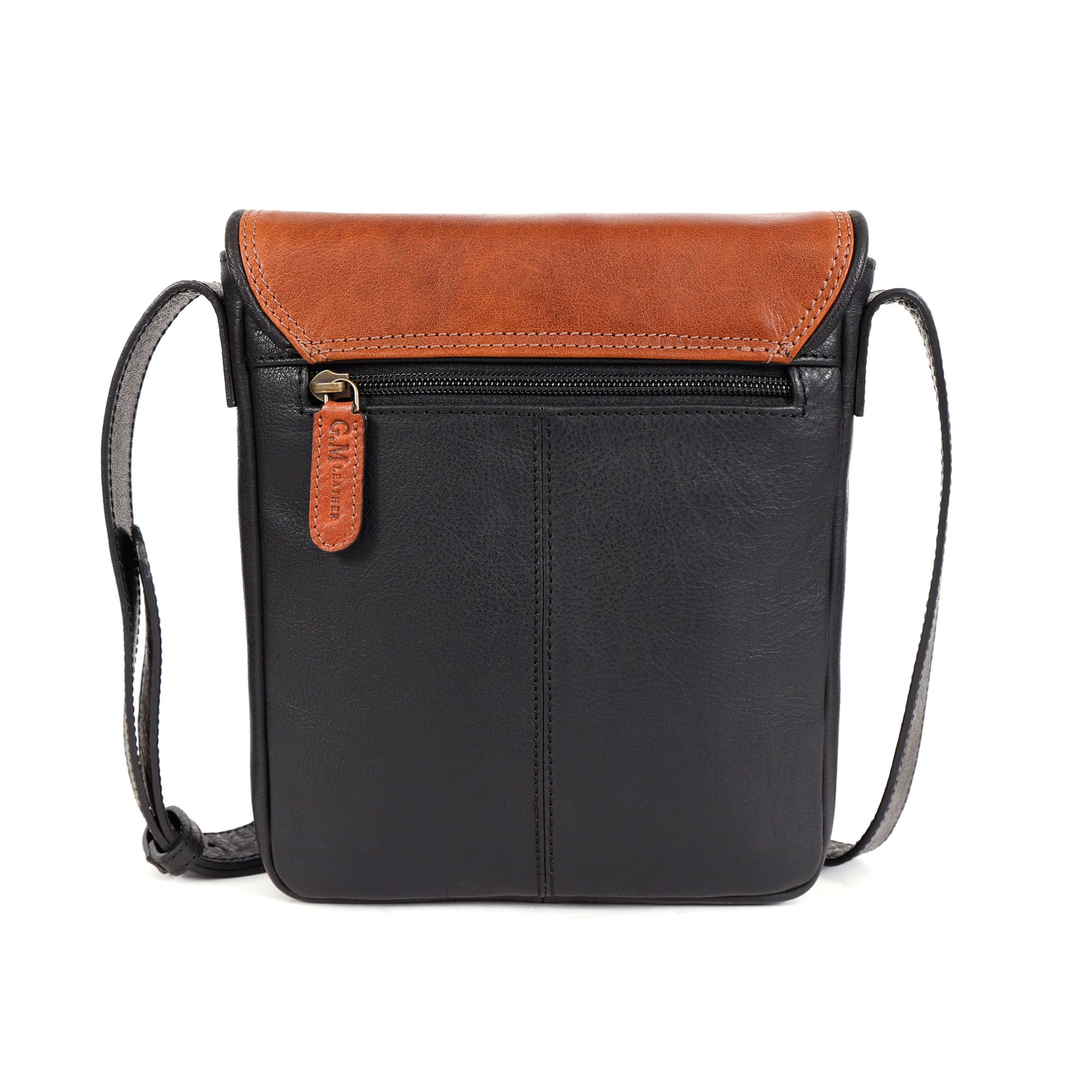 Premium Leather Crossbody Bag - Two-Tone Messenger