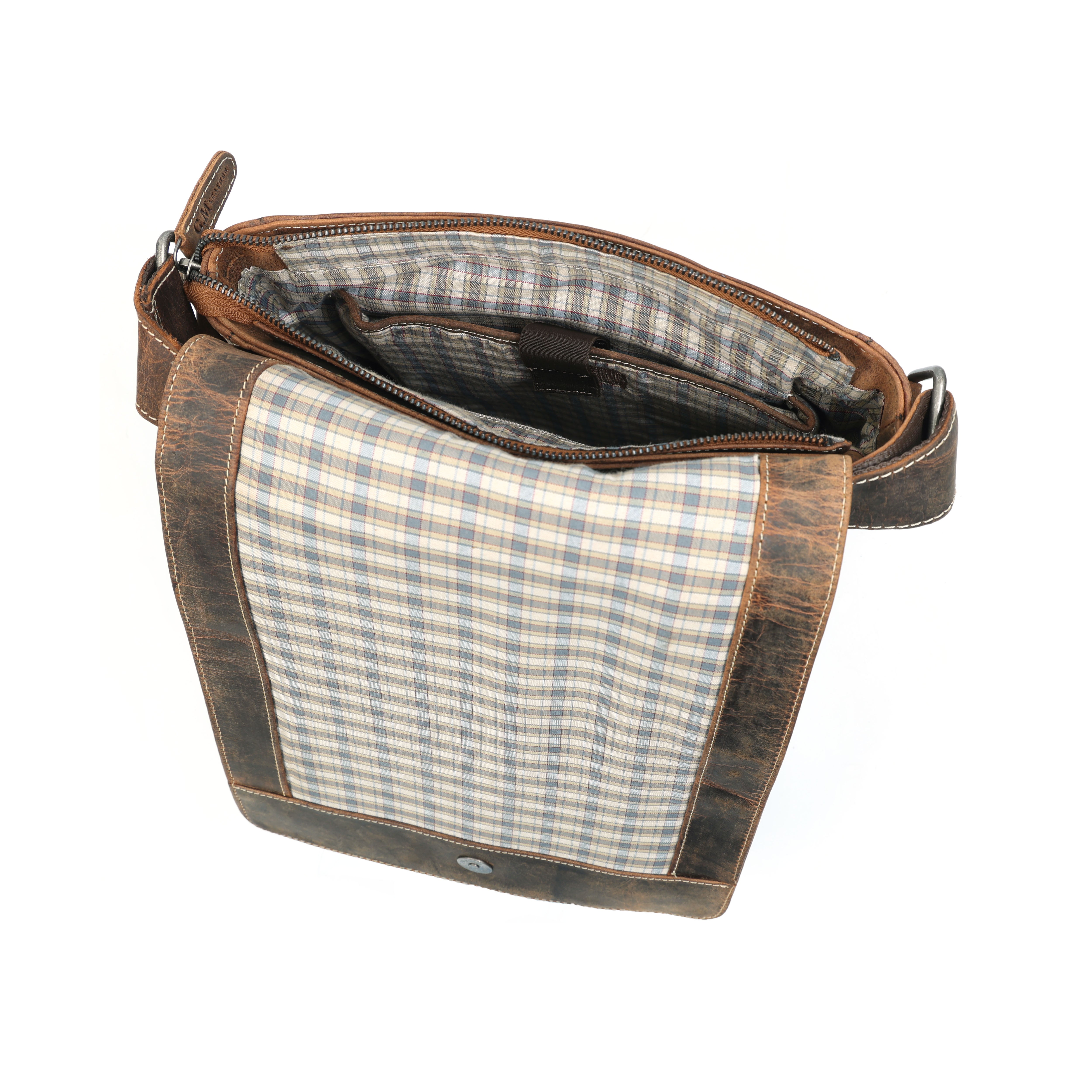 GM Leather Distressed Hunter Leather Messenger Bag Satchel NZ(124-V)