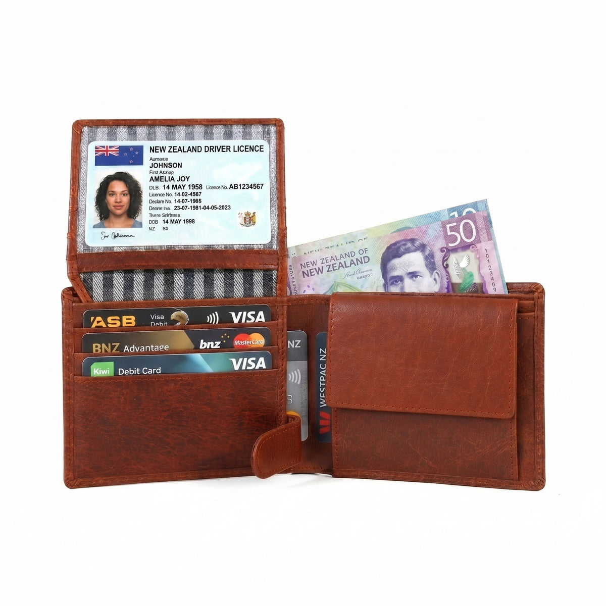 GM Leather Men's Classic Cognac Bifold Wallet | RFID(EL-GM-W4)