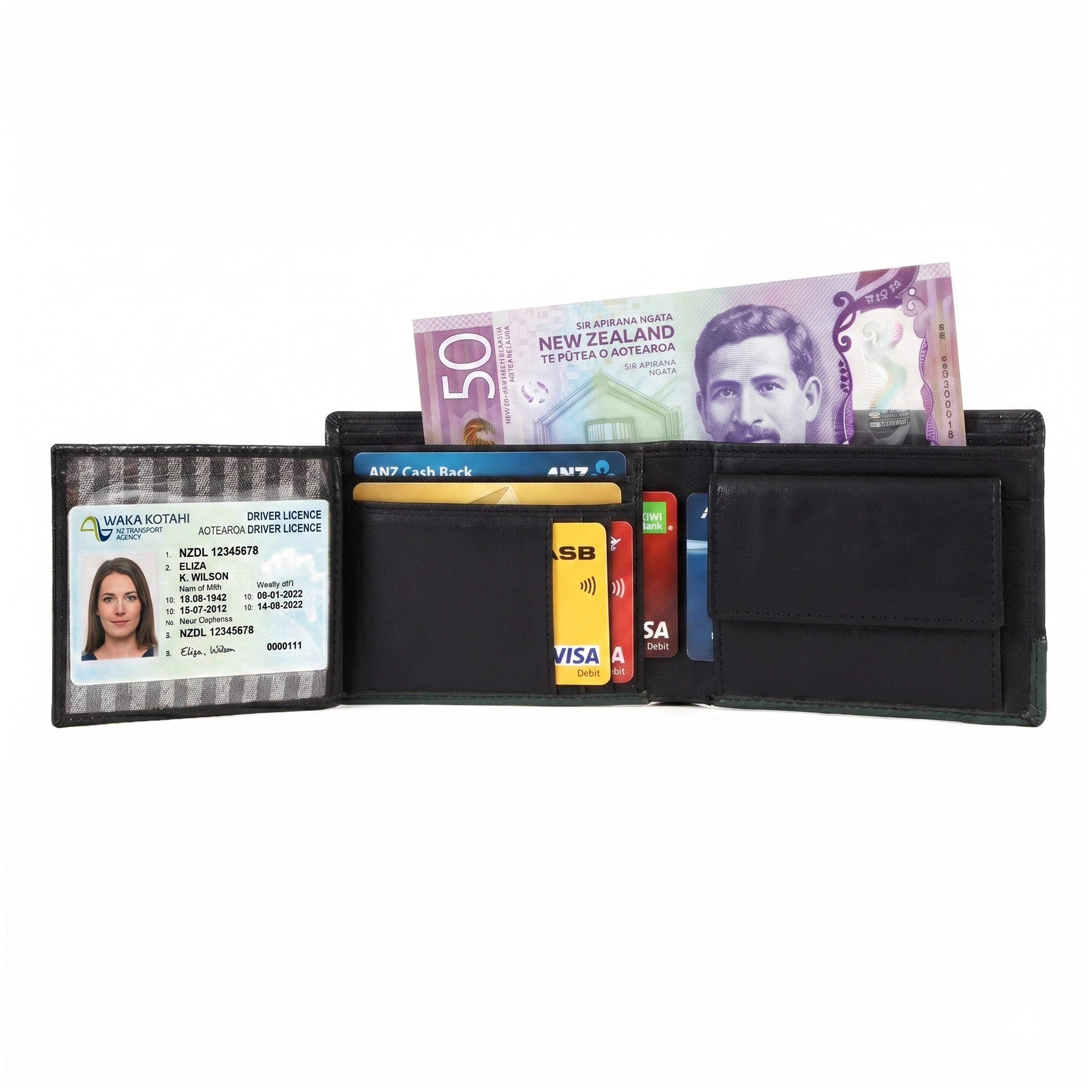 GM Leather RFID Black Leather Wallet(EL-GM-W18)