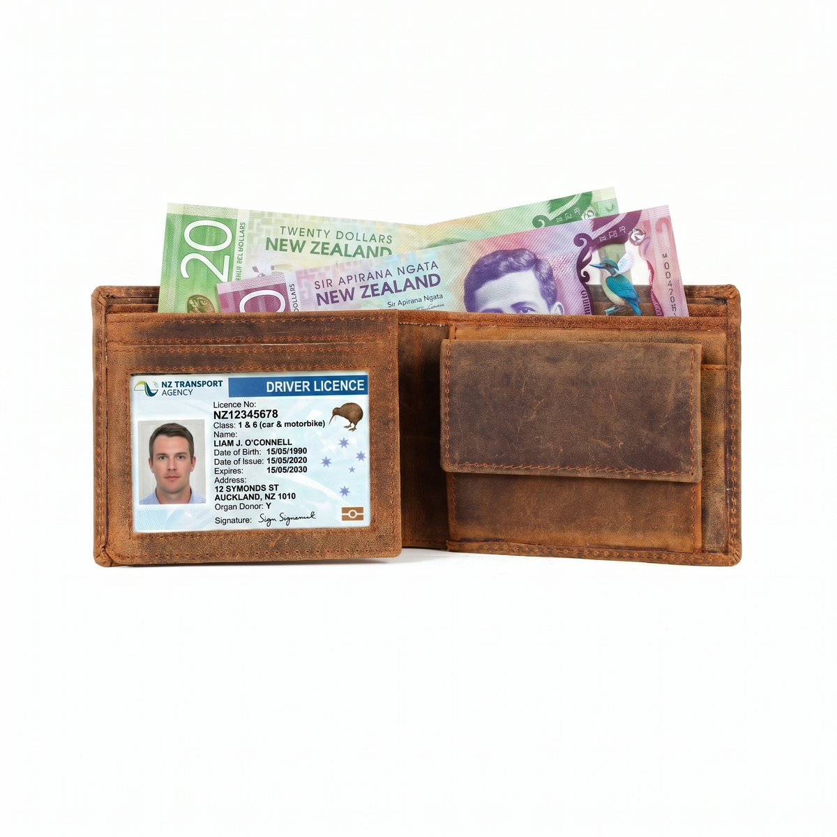 GM Leather Men's Distressed Hunter Tab Wallet | RFID Slim(EL-GM-W15)