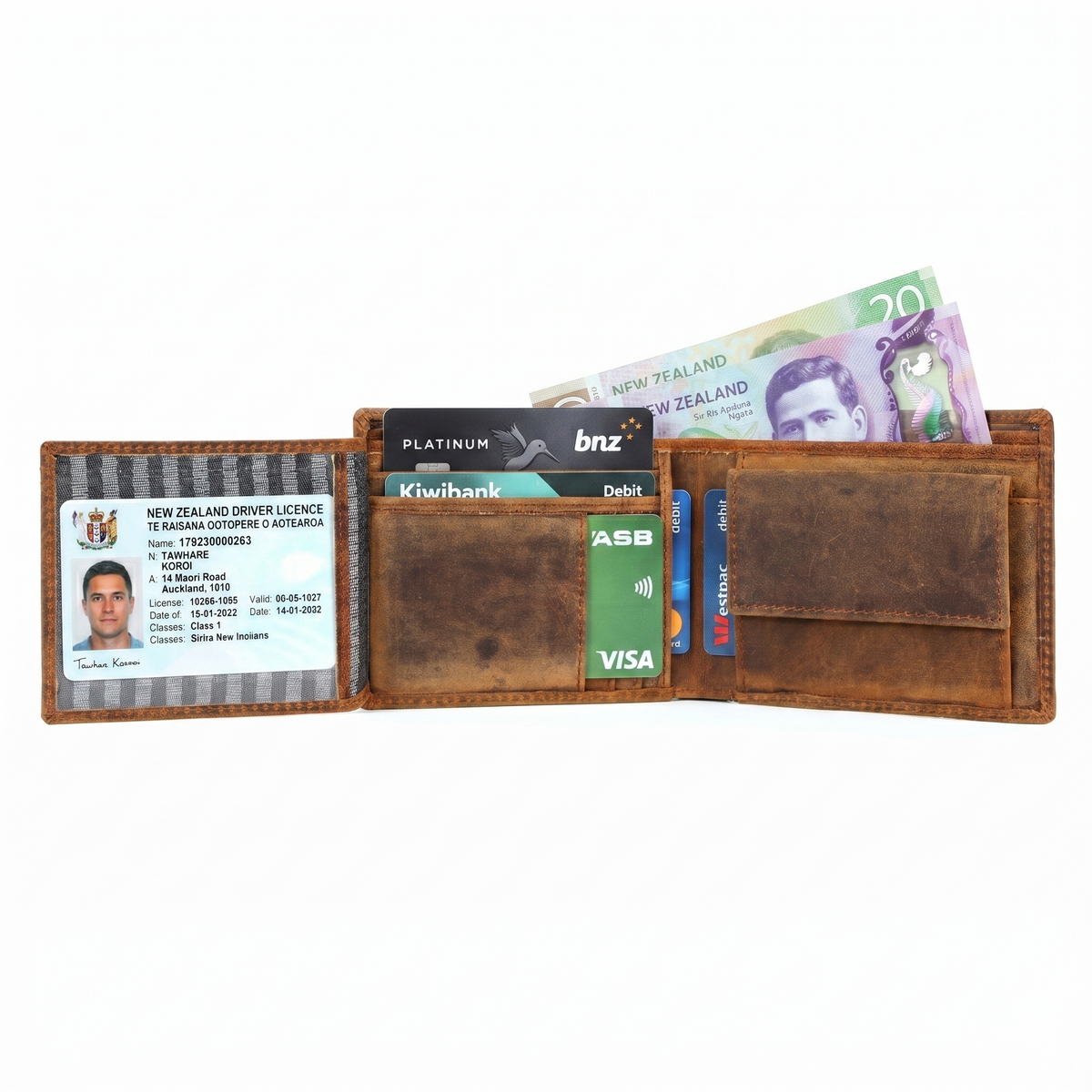 GM Leather Men's Distressed Hunter Tab Wallet | RFID Slim(EL-GM-W15)