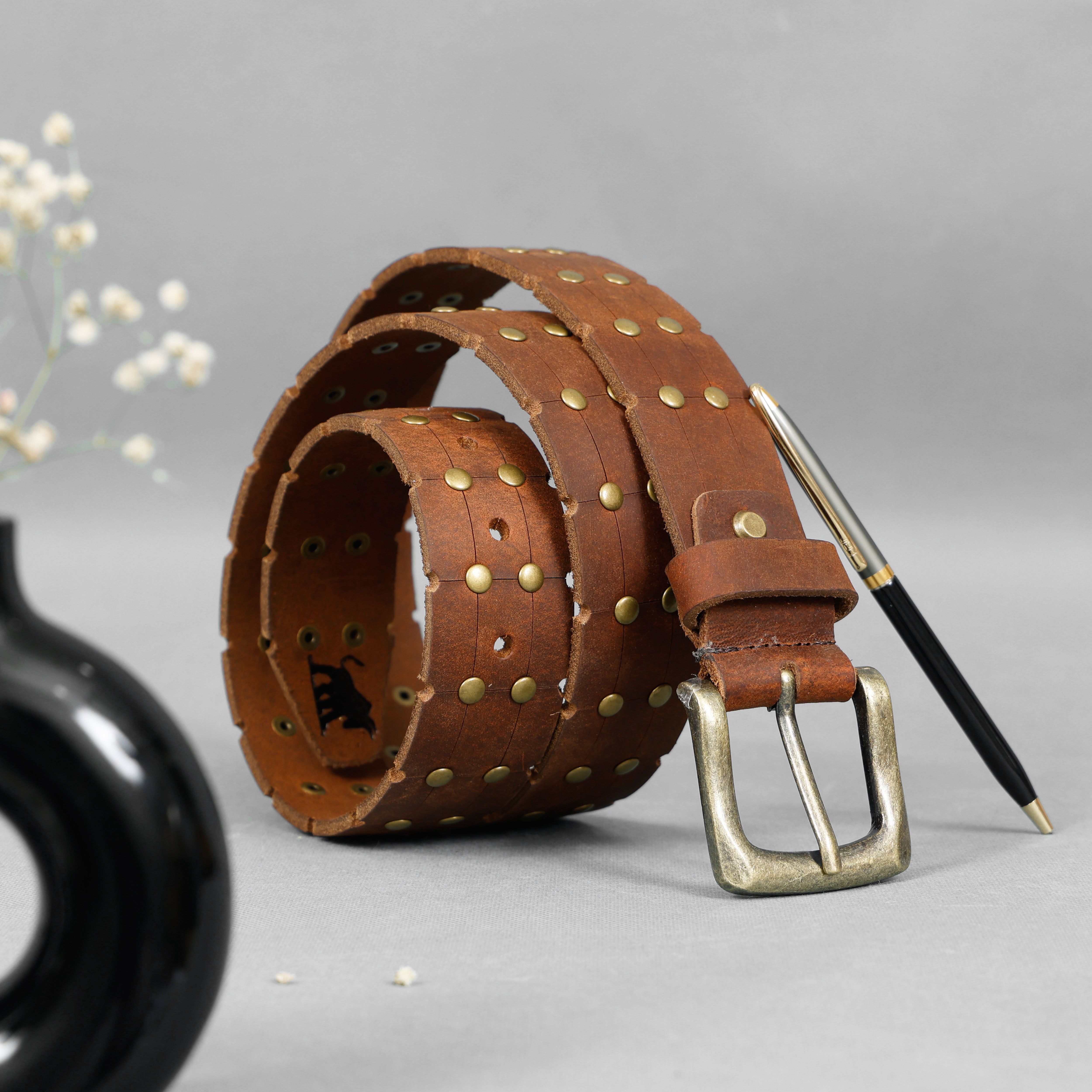 Studded Top Grain Premium Buff Hunter Belt (40mm)