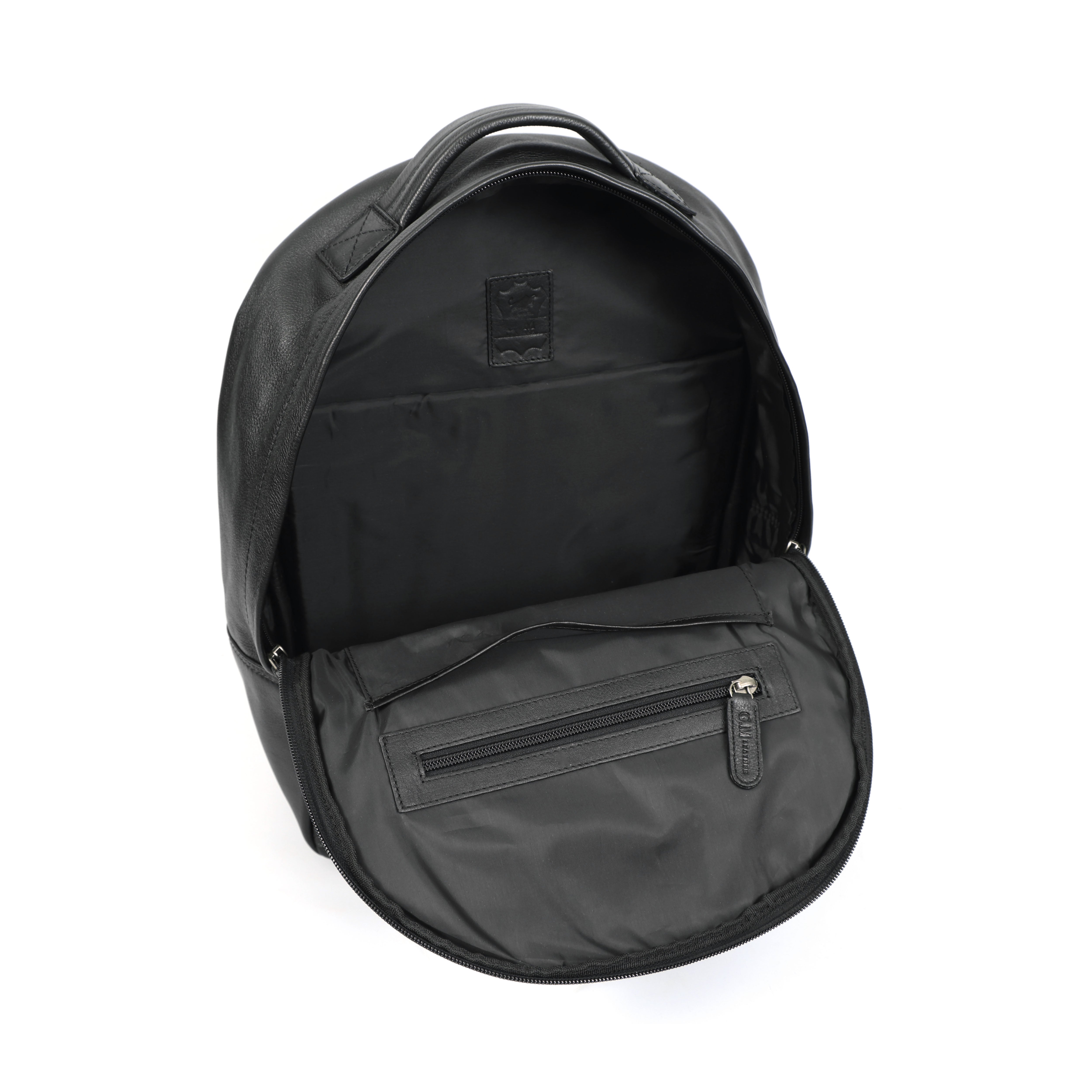 Classic Black & Brown Leather Backpack | Sleek Minimalist Laptop Bag NZ(EL-GM-29-E-PEBBLED)