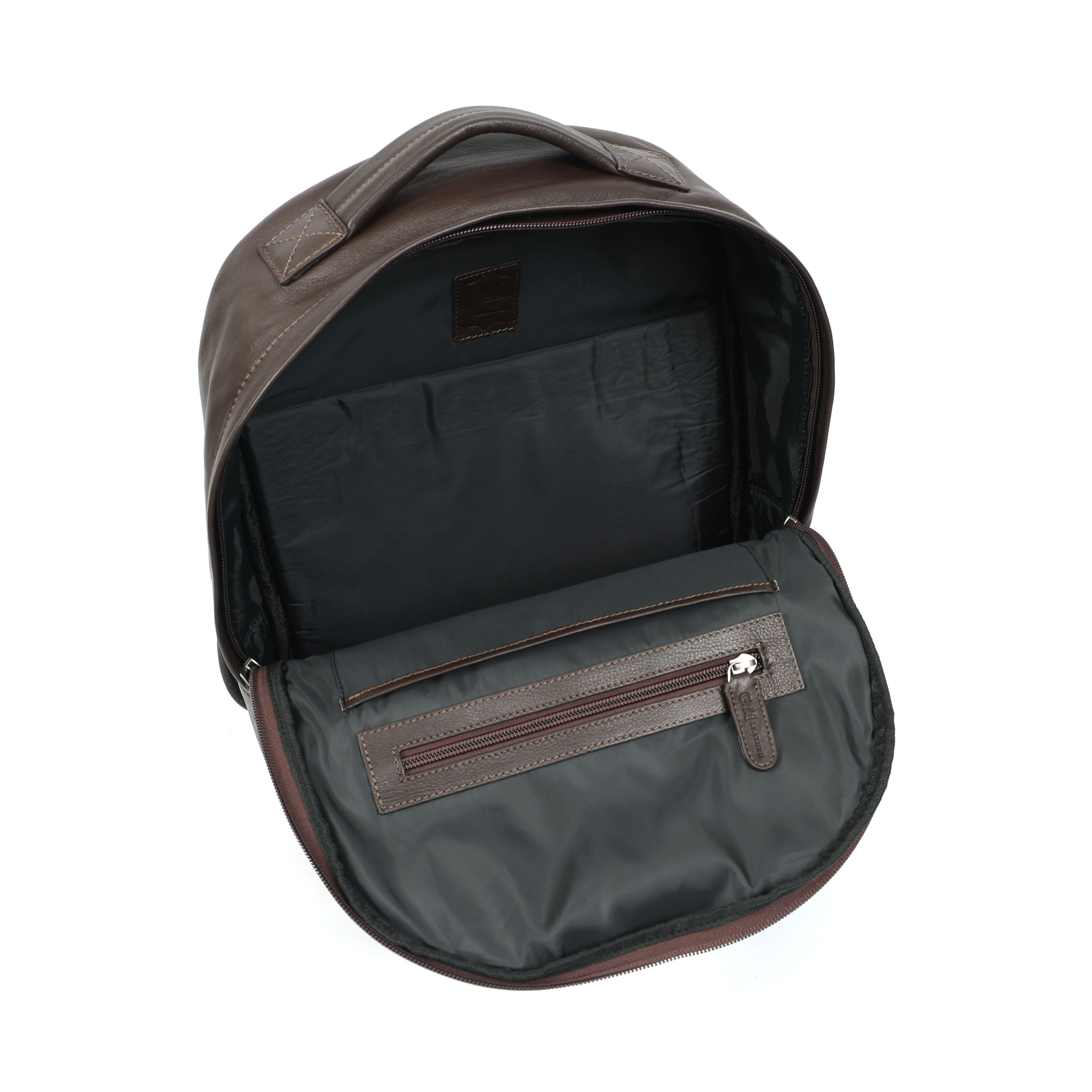 Classic Black & Brown Leather Backpack | Sleek Minimalist Laptop Bag NZ(EL-GM-29-E-PEBBLED)