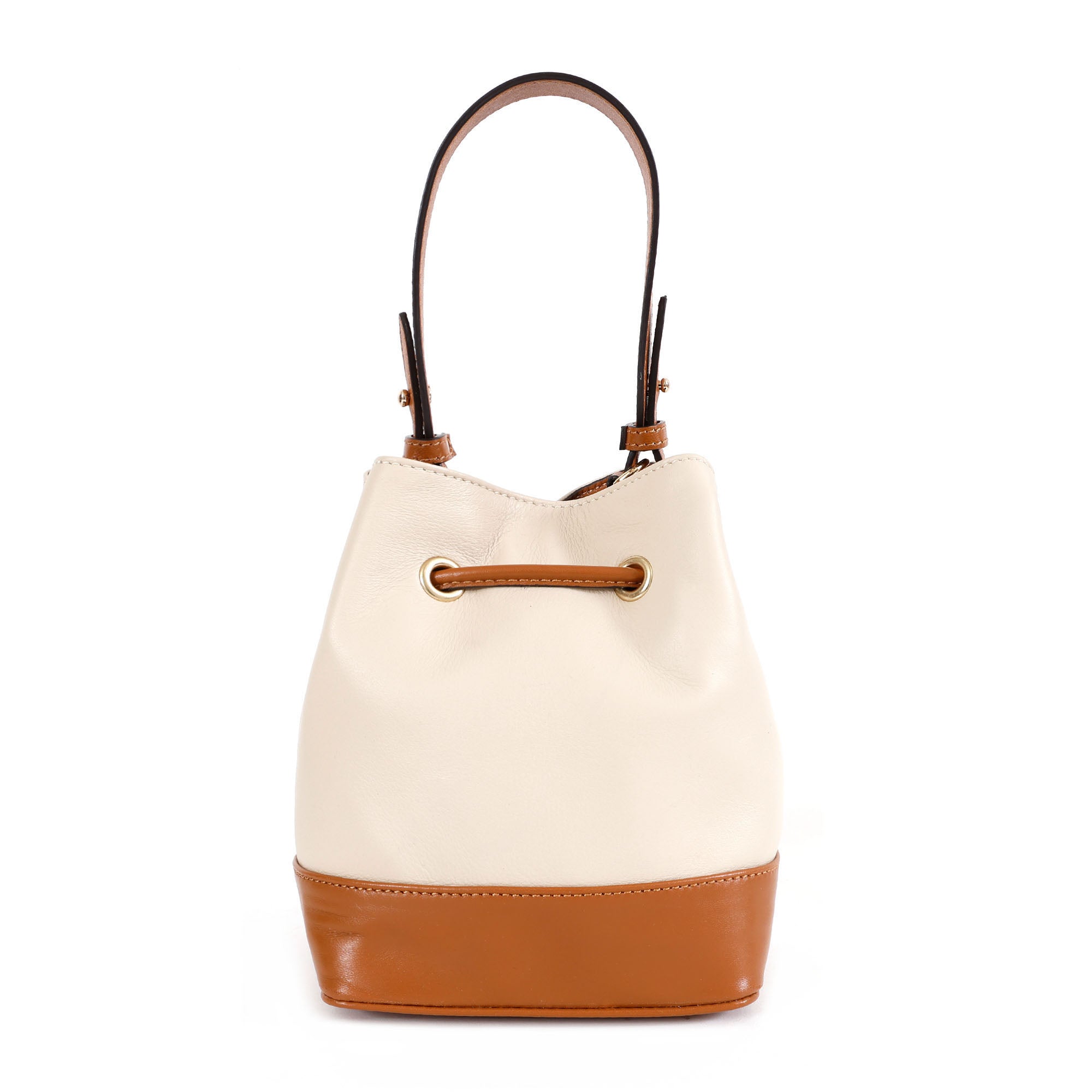 GM Leather Cream Leather Bucket Bag NZ(El-gm-46-f)