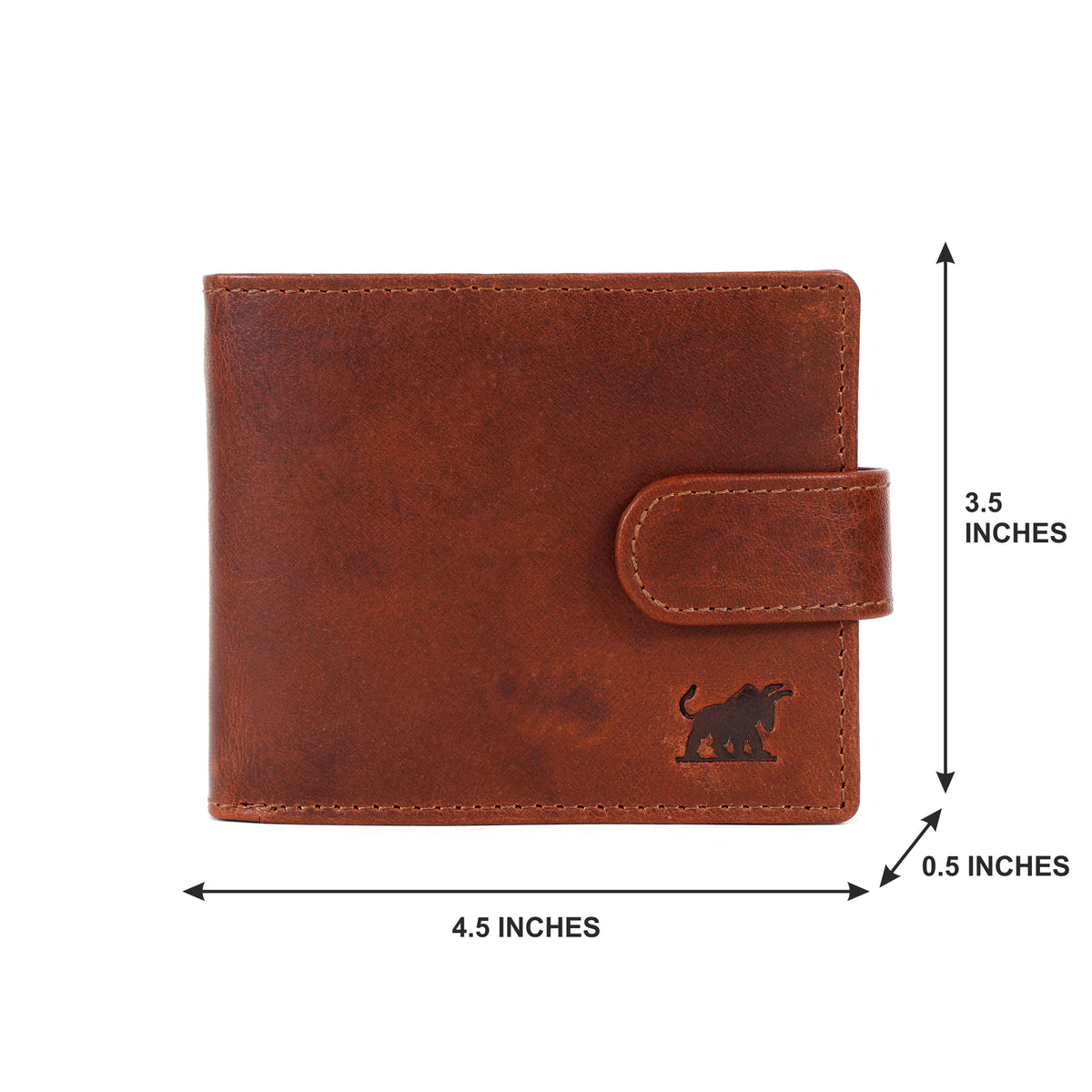 GM Leather Cognac Men's Tab Wallet with Coin Pocket | RFID Bifold(EL-GM-W5)