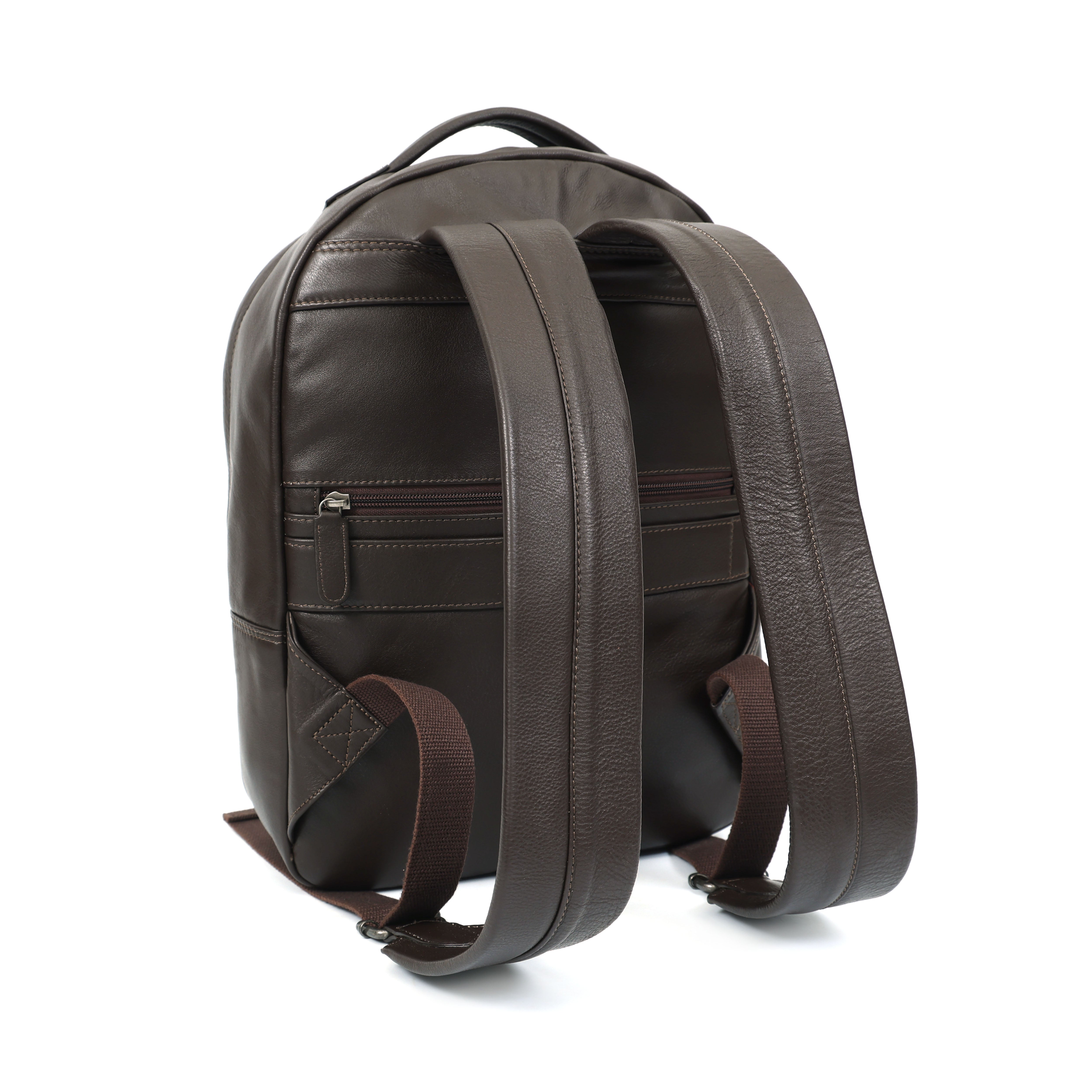 Classic Black & Brown Leather Backpack | Sleek Minimalist Laptop Bag NZ(EL-GM-29-E-PEBBLED)
