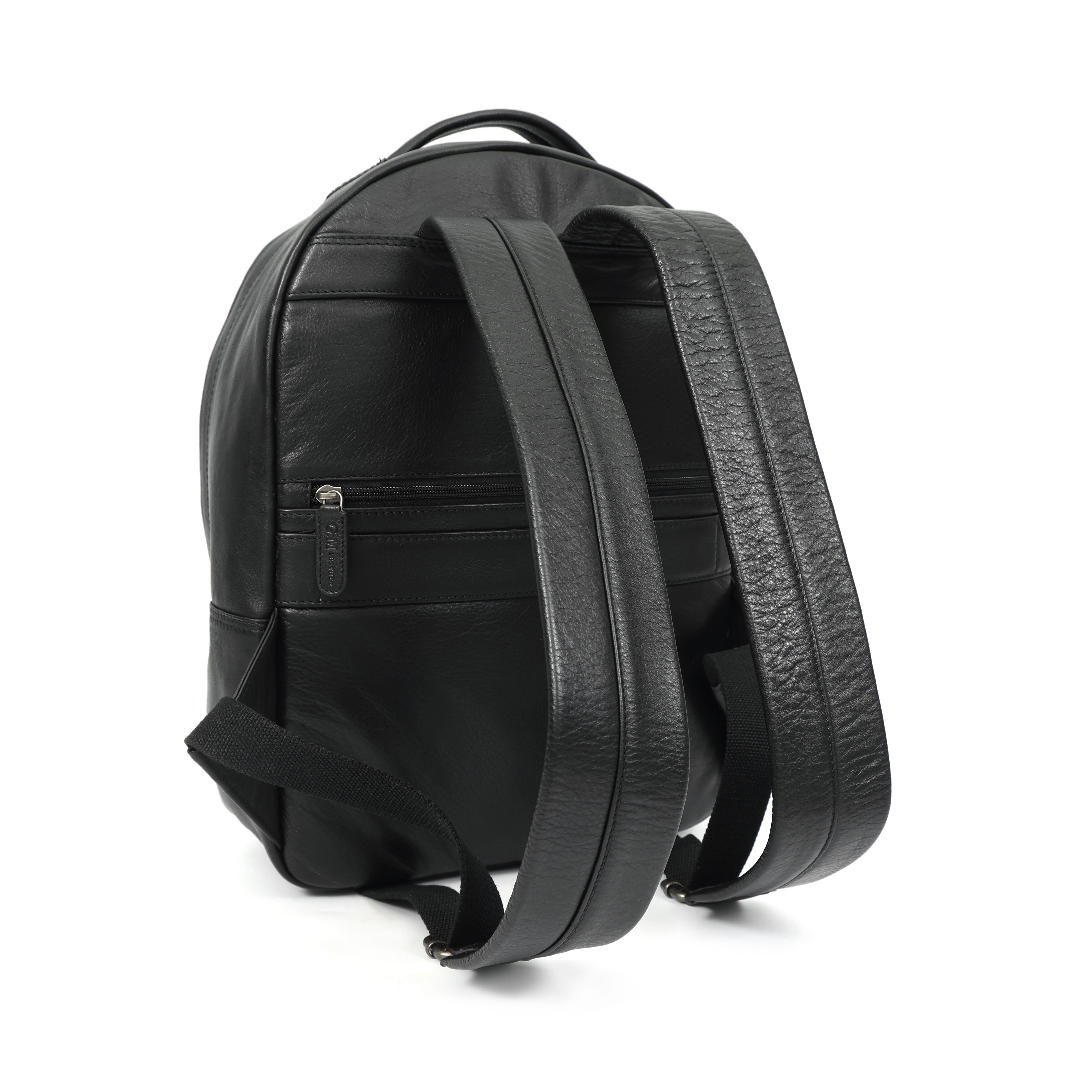 Classic Black & Brown Leather Backpack | Sleek Minimalist Laptop Bag NZ(EL-GM-29-E-PEBBLED)