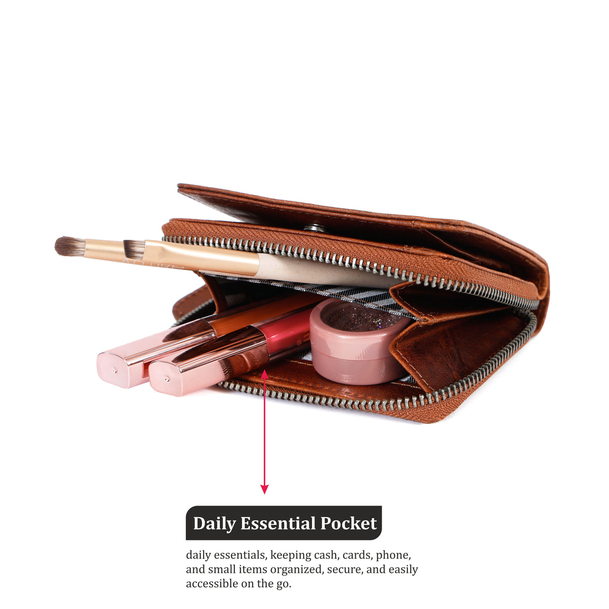 Womens Leather Clutch Wallet with Zip | GM Leather Auckland(EL-GM-W1)