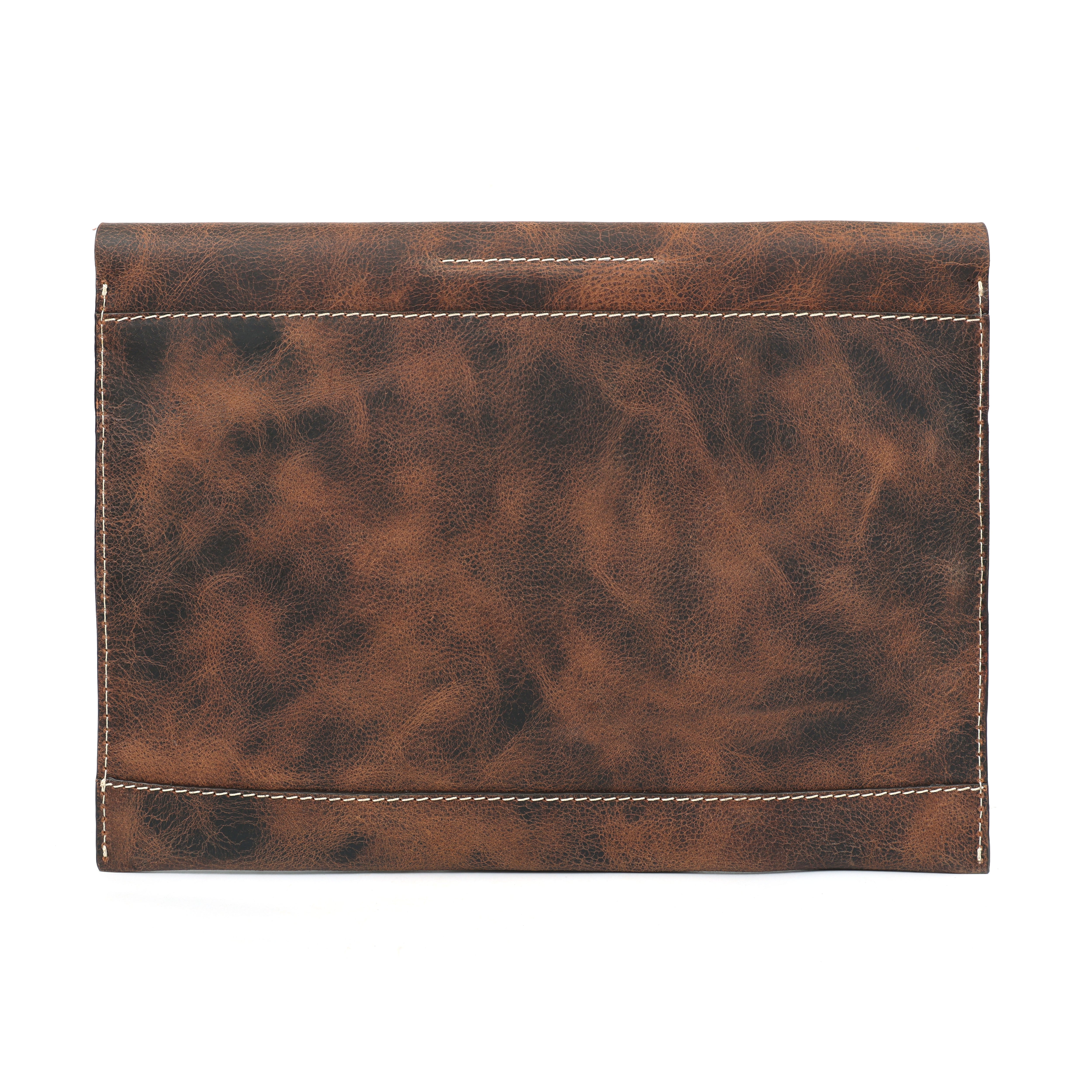 Luxury Full-Grain Leather iPad/Laptop Sleeve, Distressed Brown(EL-GM-514)