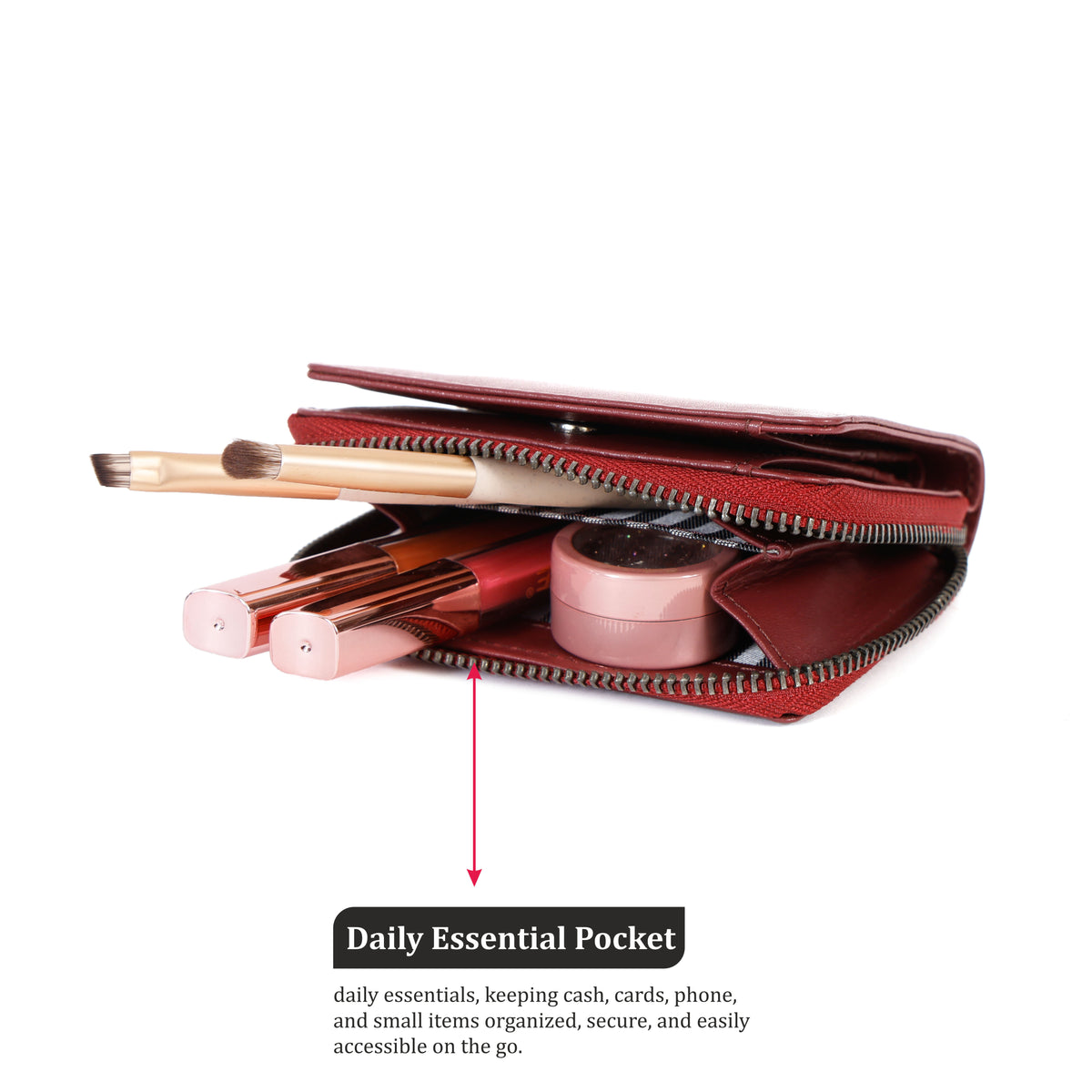Womens Leather Clutch Wallet with Zip | GM Leather Auckland(EL-GM-W1)