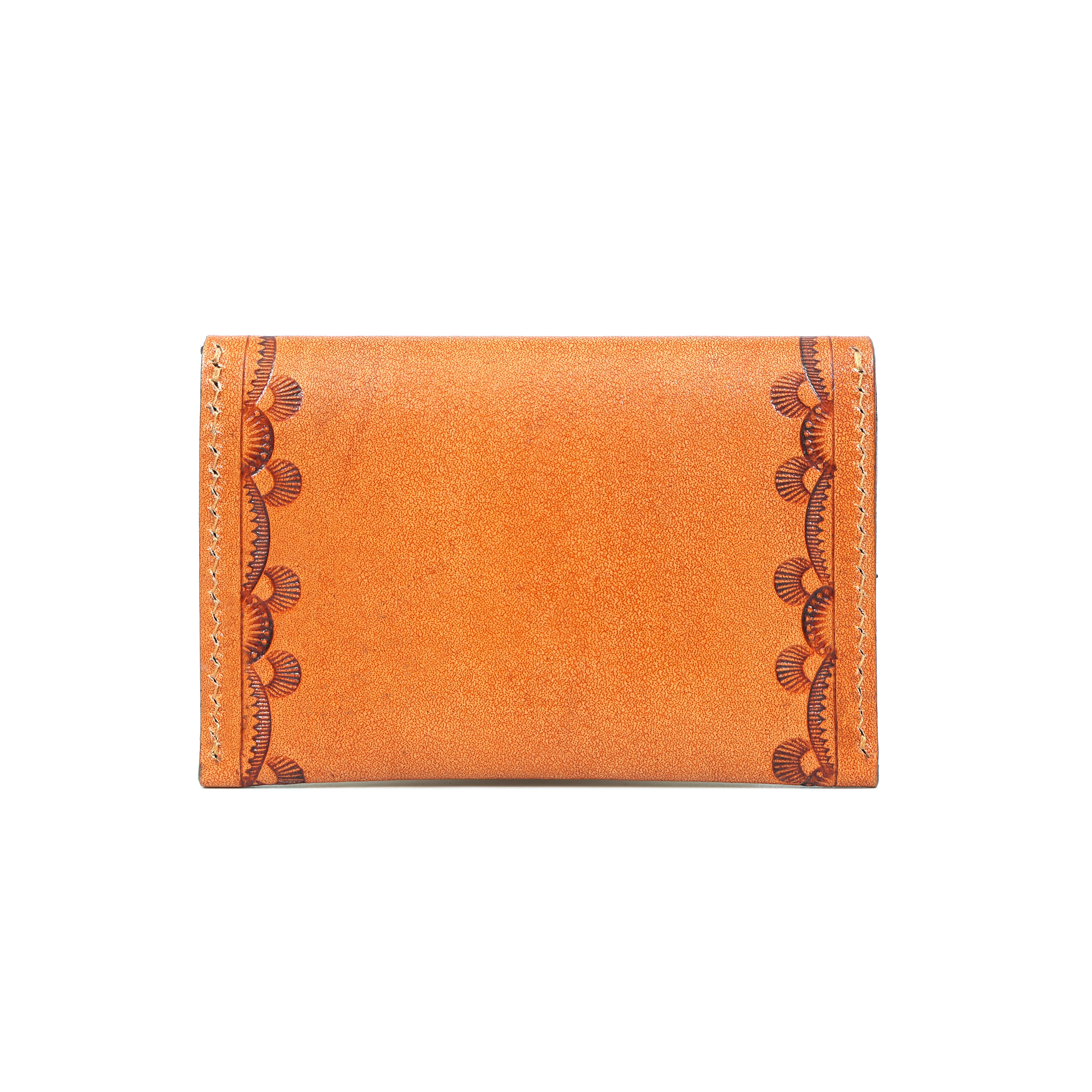 Handcrafted Floral Embossed Leather Coin, Card Pouch | Black | GM Leather(gm-45-on)