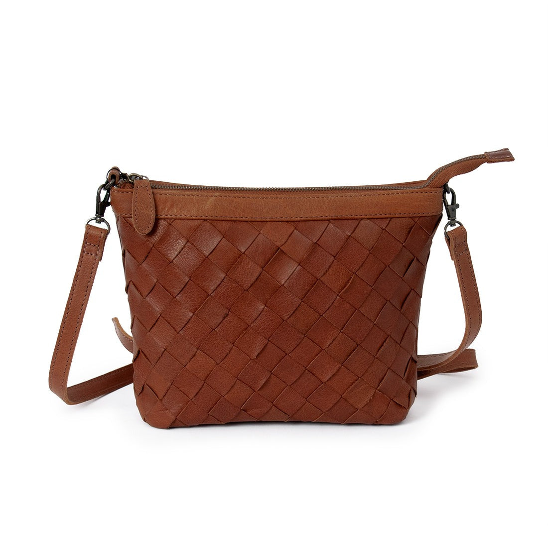 Handwoven Leather Crossbody Bag – Premium Soft Leather Purse for Everyday Use(EL-GM-8440-R)