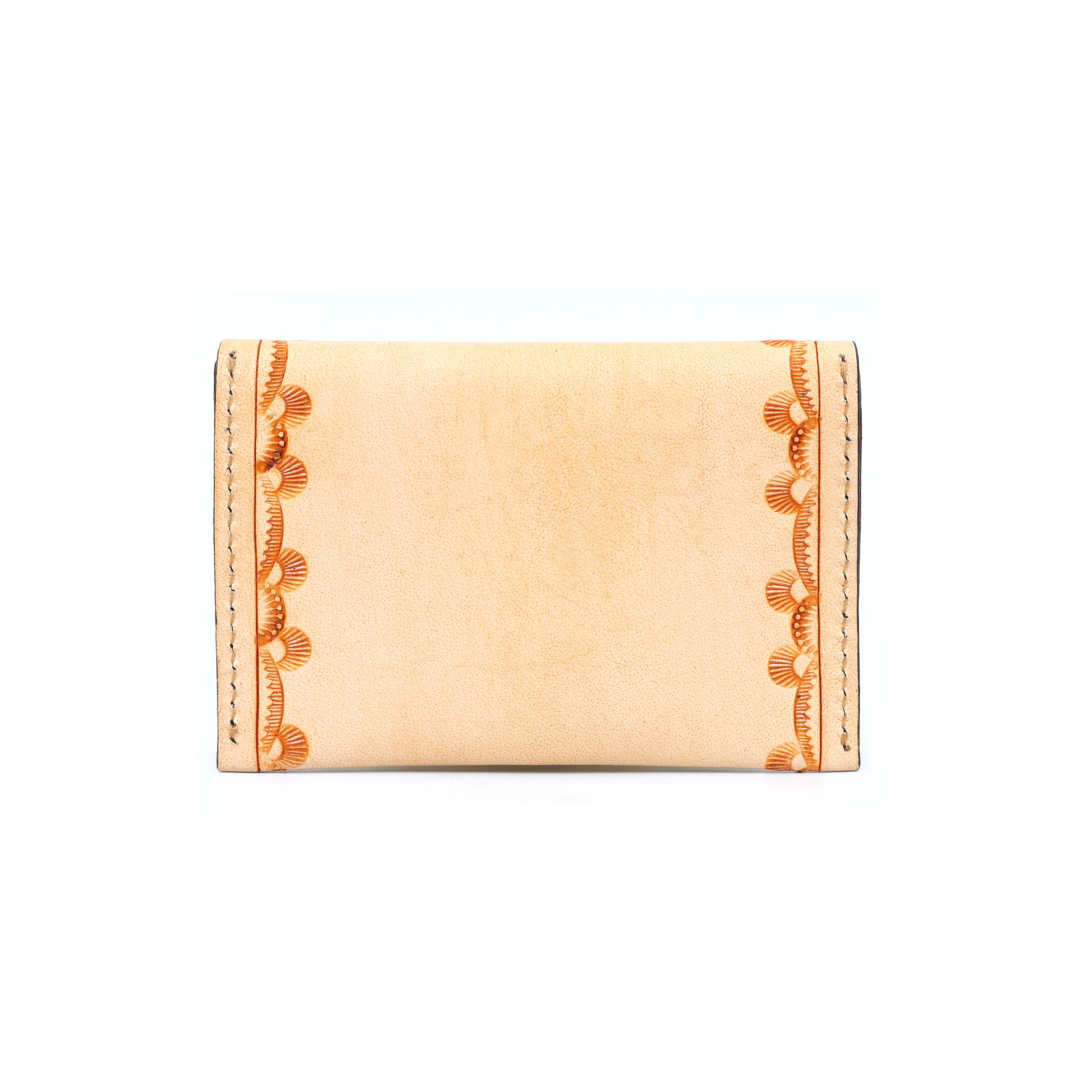 Handcrafted Floral Embossed Leather Coin, Card Pouch | Black | GM Leather(gm-45-on)