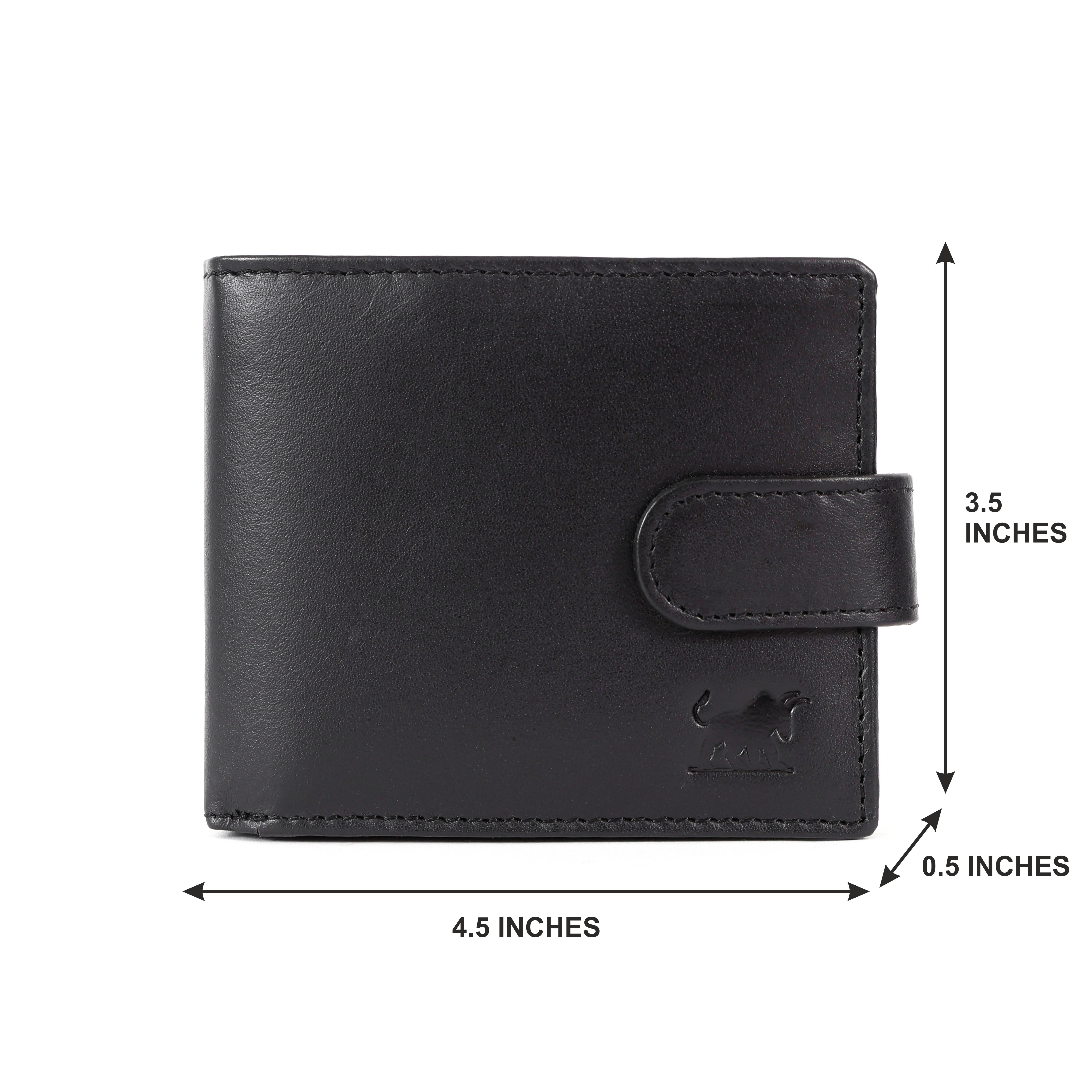 RFID Black Leather Wallet with Coin Pocket Black(EL-GM-W21)
