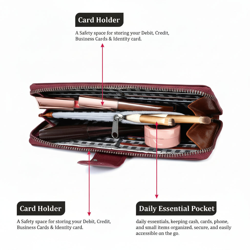 Brown Leather Wallet Clutch with Strap | GM Leather Auckland(EL-GM-W03)