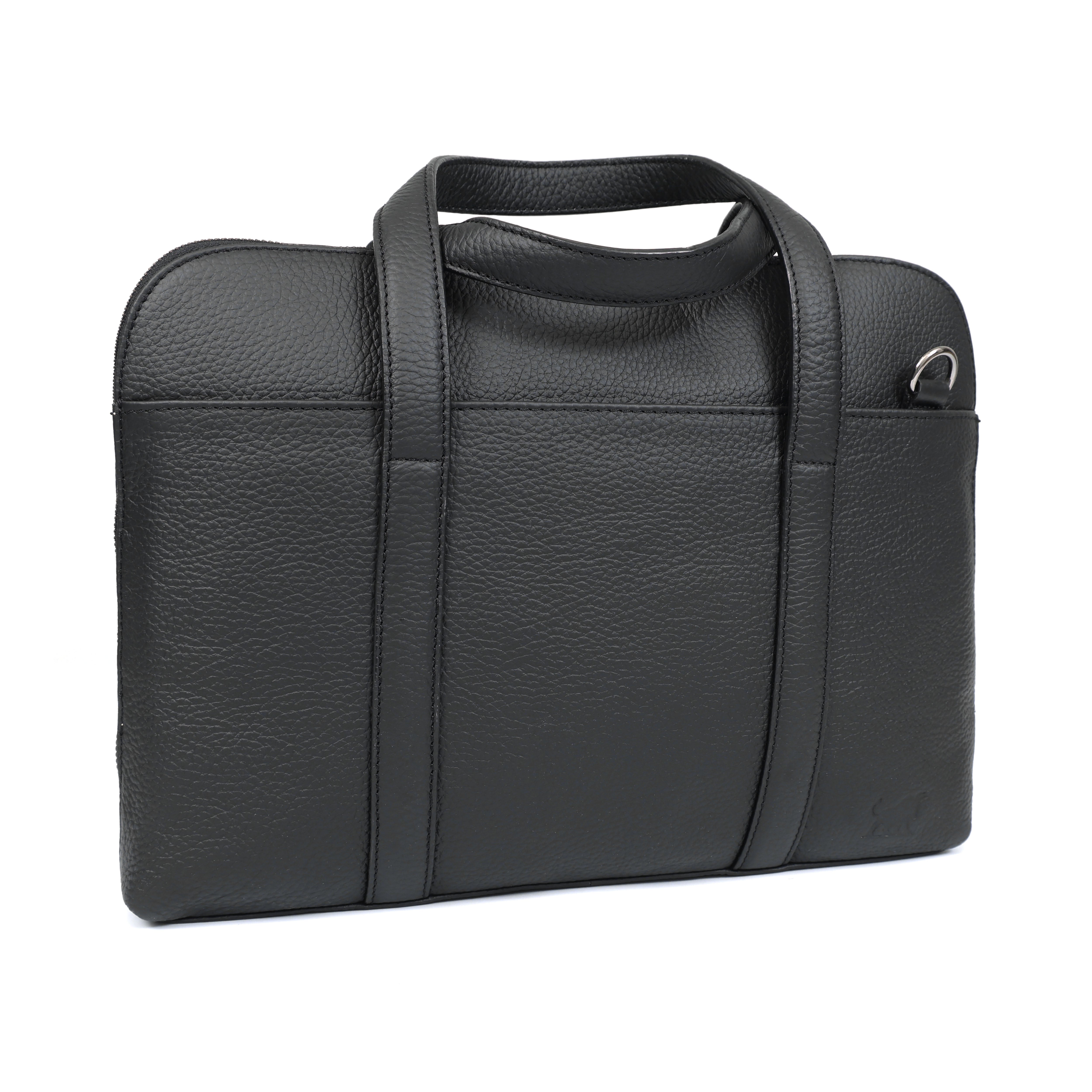 Black Pebbled Leather Laptop Briefcase | GM Leather Pro Bag(GM-510-E-PDM)