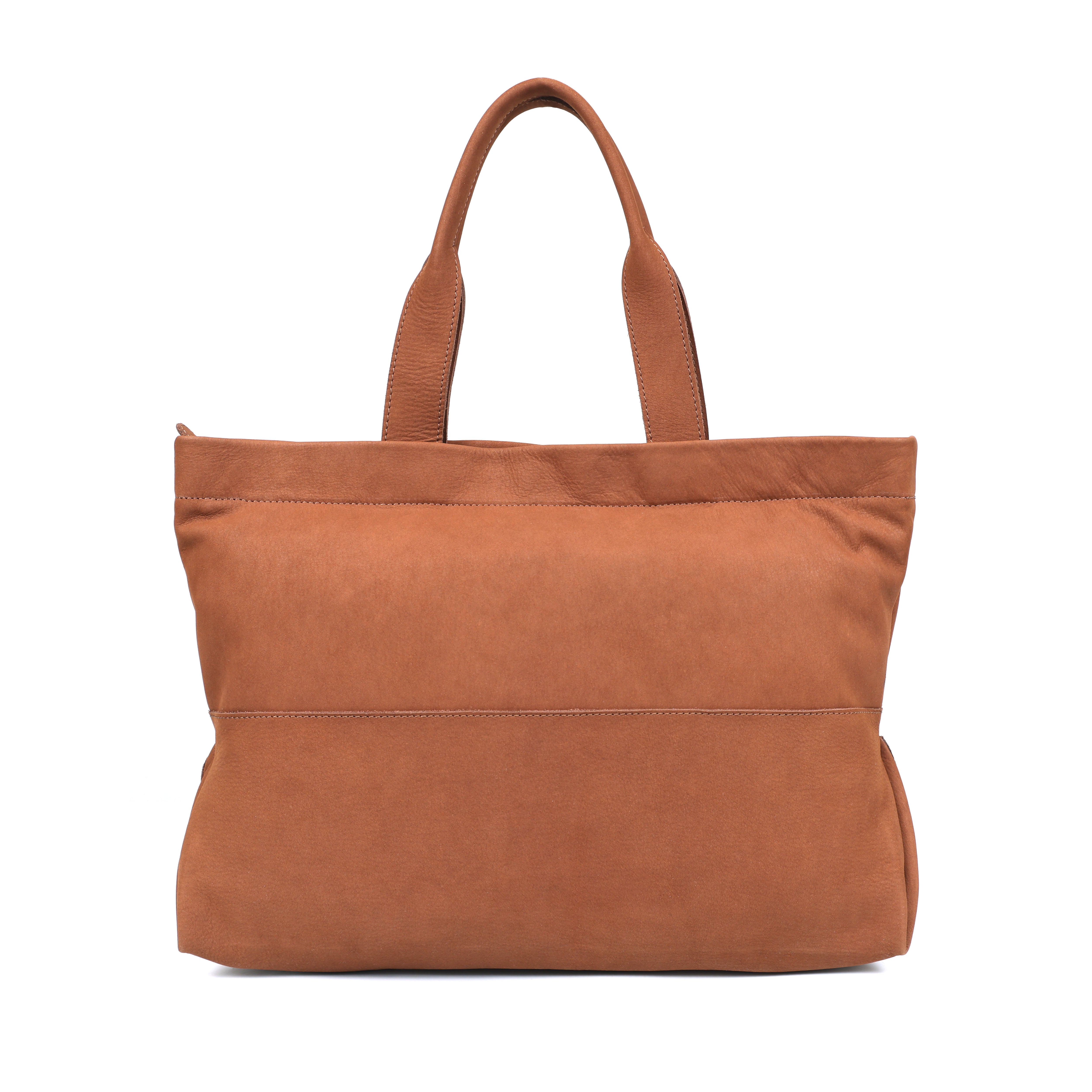 Sacha Cognac Leather Shopper Tote for Laptop(EL-GM-513-E)