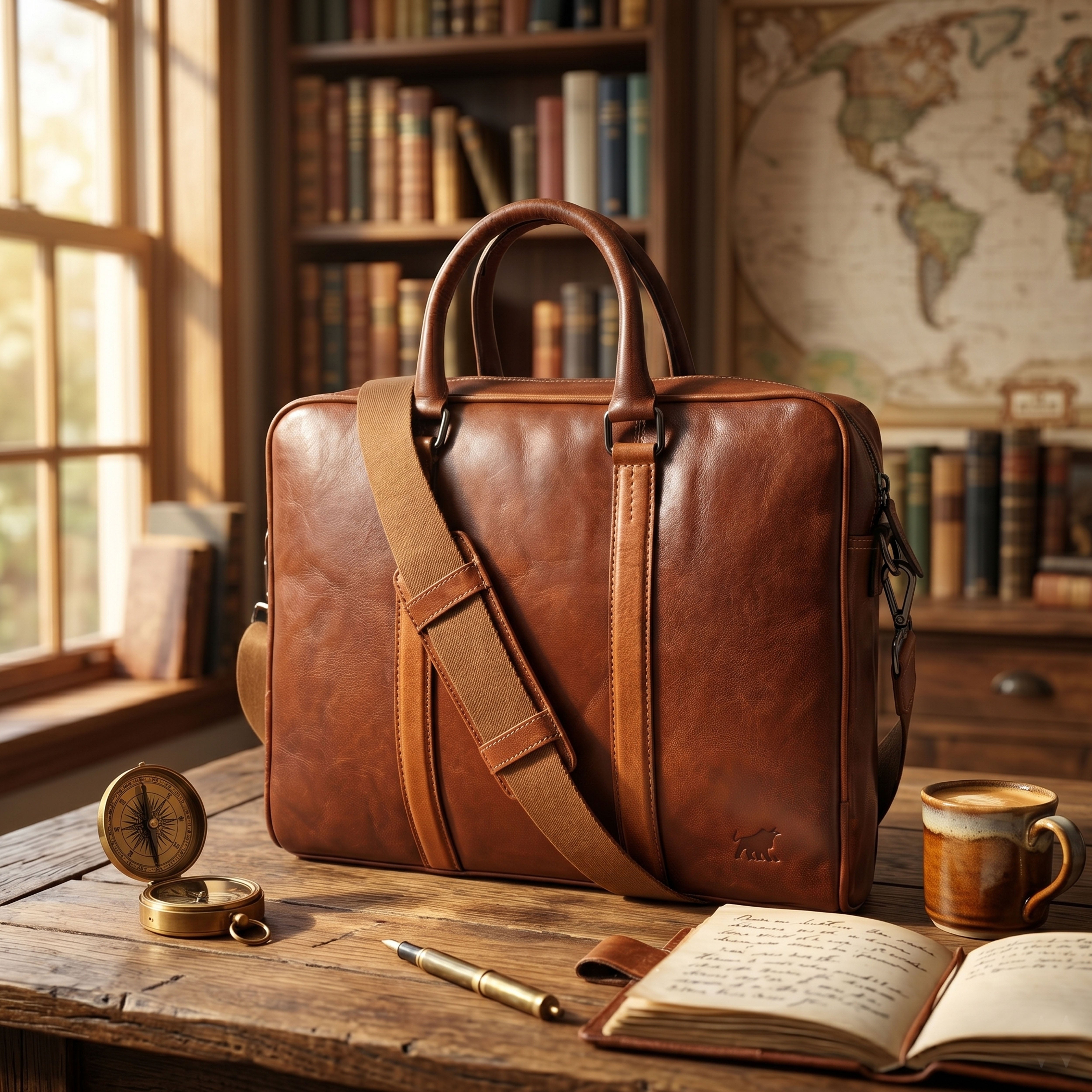 Brown Leather Briefcase | Classic Business Bag – GM Leather NZ(EL-GM-01-LT)