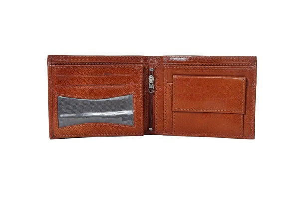 Men’s Tan Leather Wallet – Premium Bifold with Coin Pocket & Card Slots(1386)