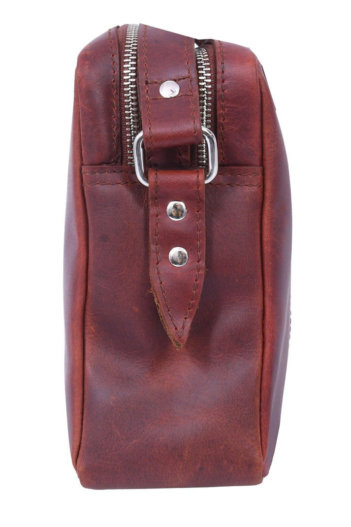 Full-Grain Leather Shoulder Bag | Rustic Brown Crossbody Satchel(1278)