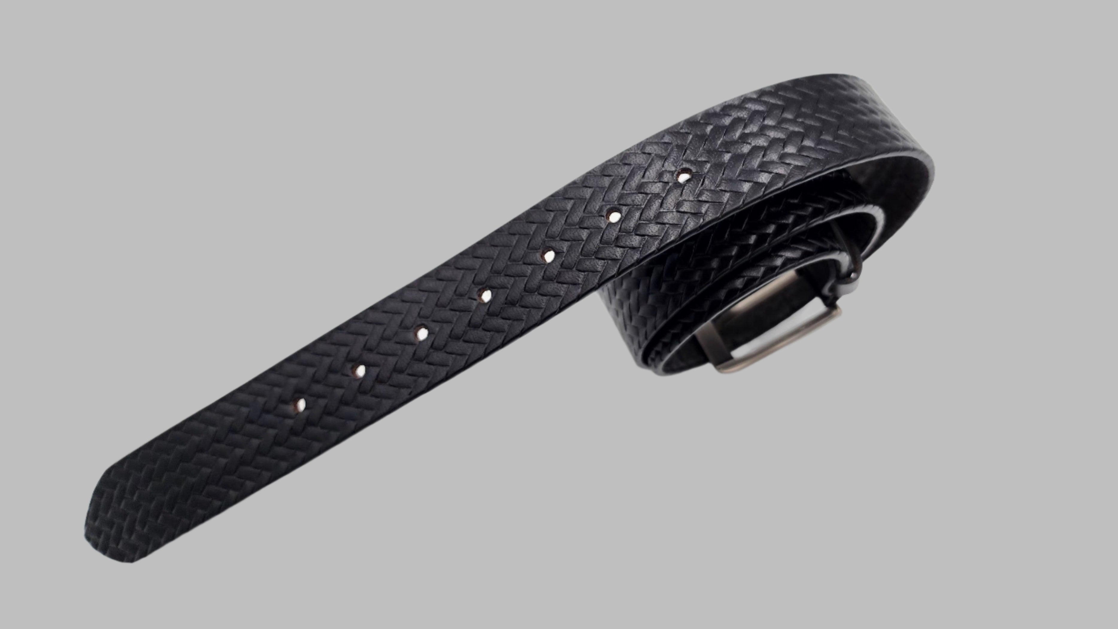 Checked Leather Belt 38mm