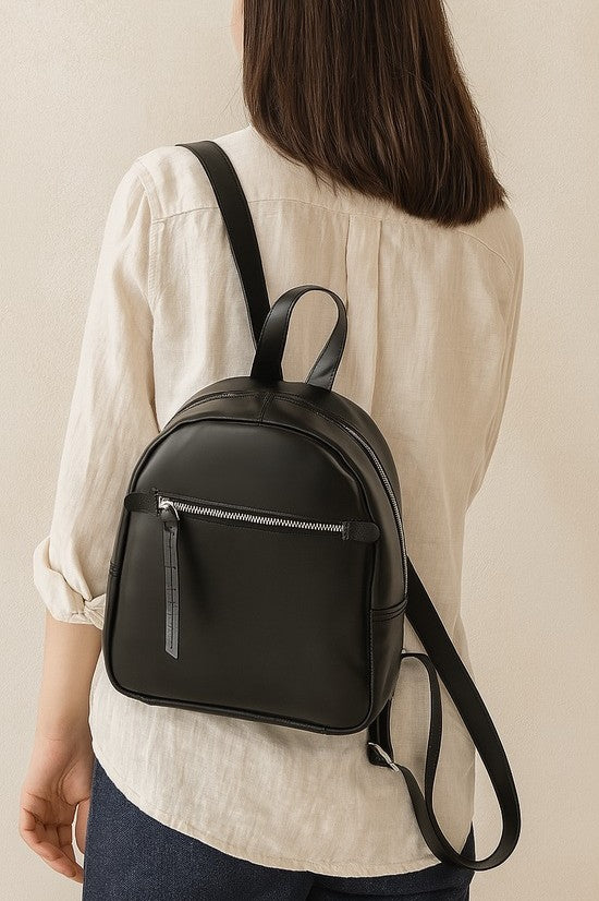 GM Leather Mini Backpack | Premium Full-Grain Leather, Black/Brown(1575)