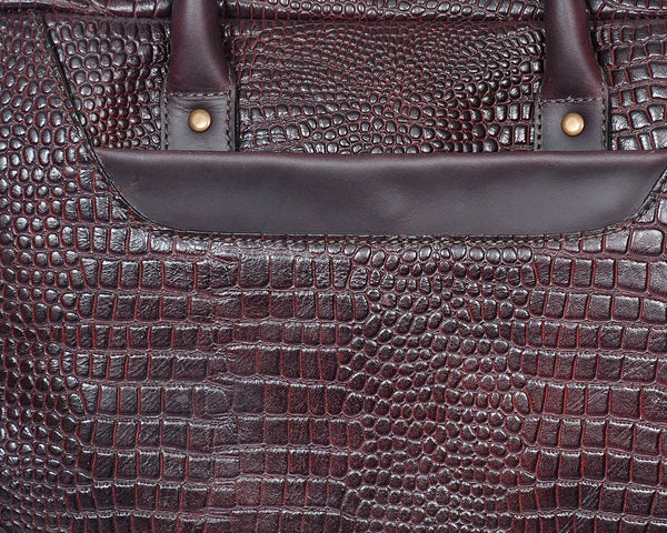 Cherry Brown  Croco Luxury Leather Laptop Bag – GM Leather (1536)
