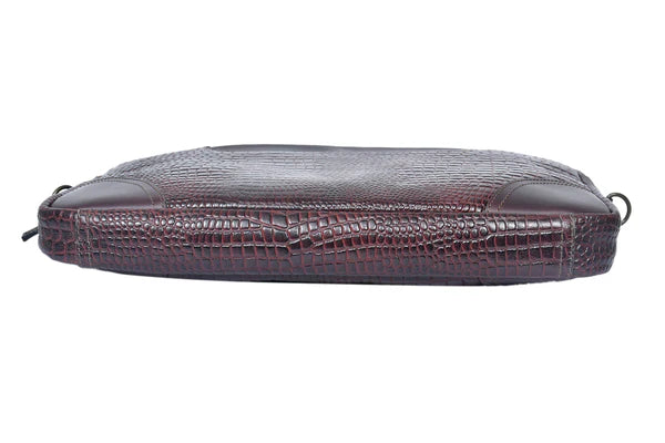 Cherry Brown  Croco Luxury Leather Laptop Bag – GM Leather (1536)