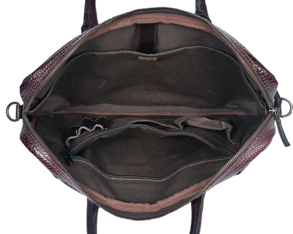Cherry Brown  Croco Luxury Leather Laptop Bag – GM Leather (1536)