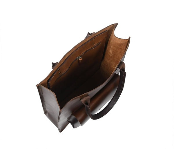 Harbor Classic Leather Shopper Tote – Front Pocket Edition