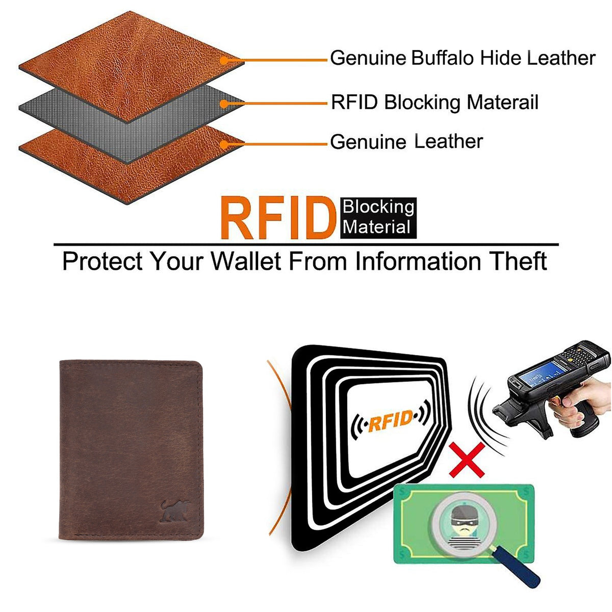 Men's Vintage Brown Leather Vertical Wallet Magnetic | GM Leather(WN-113)