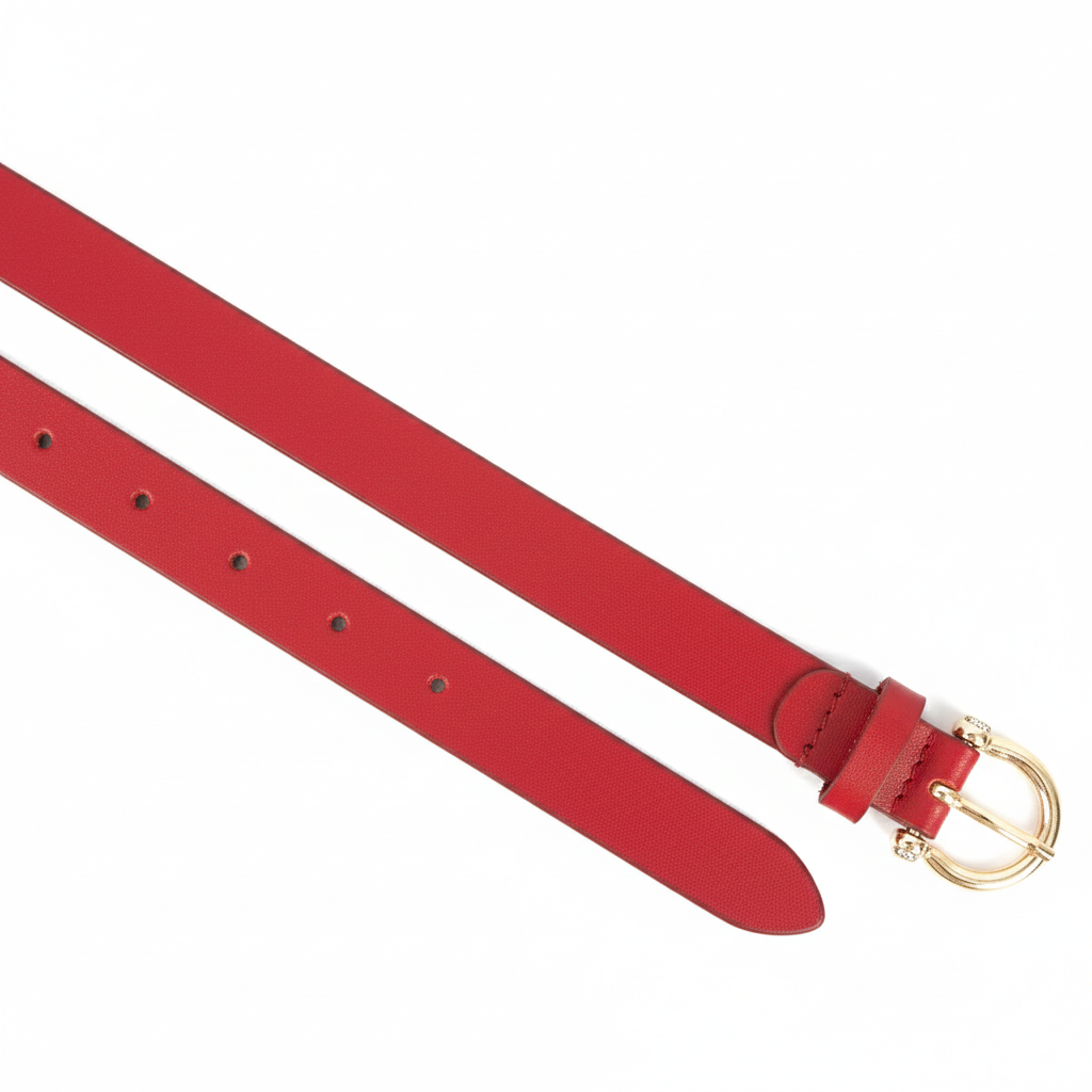 Women's 20mm Full-Grain Leather Belt With Golden Buckle | GM Leather NZ (20MM)