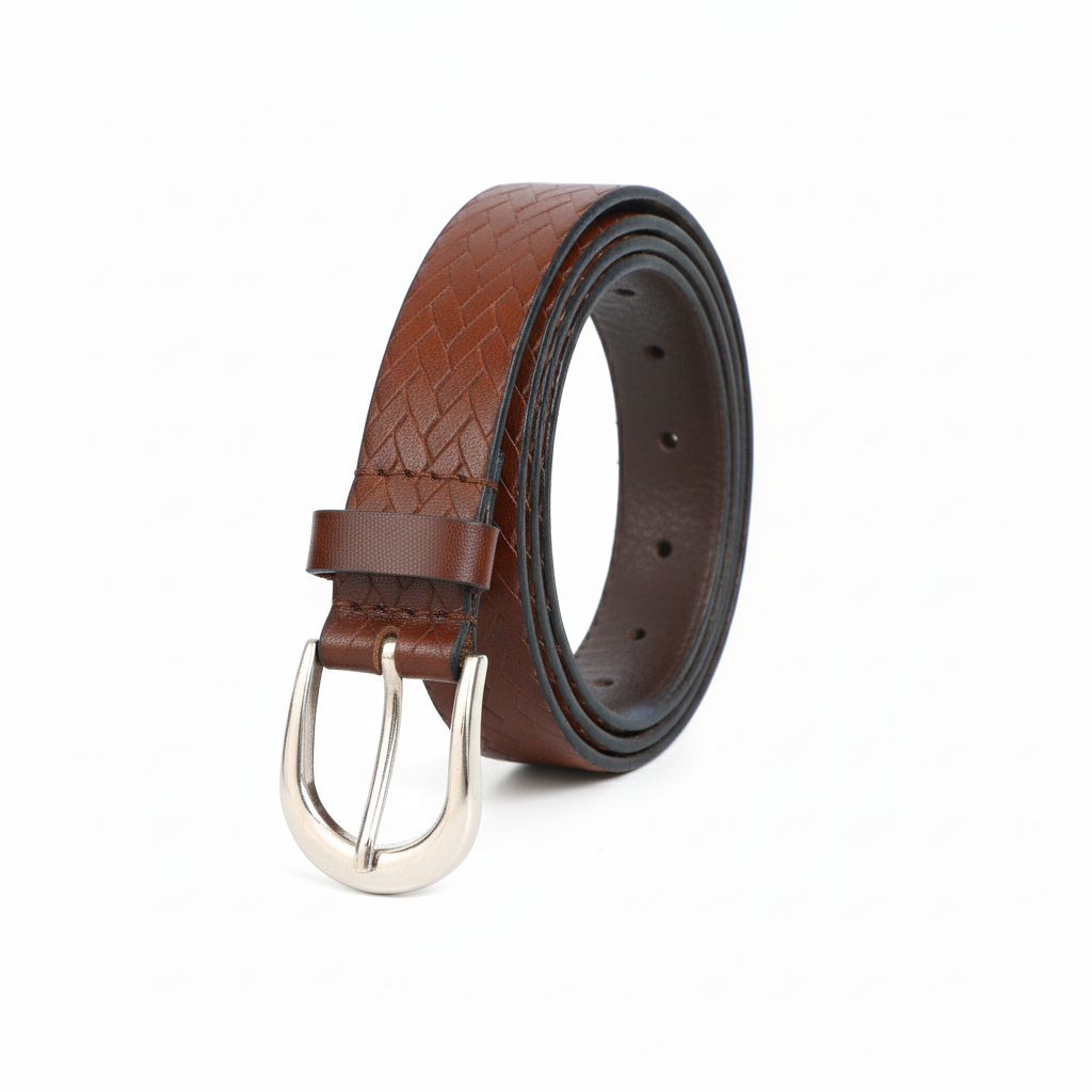 Brown Woven Pattern Leather Belt – GM Leather Handcrafted (LADIES CHECKED BELT 25MM)